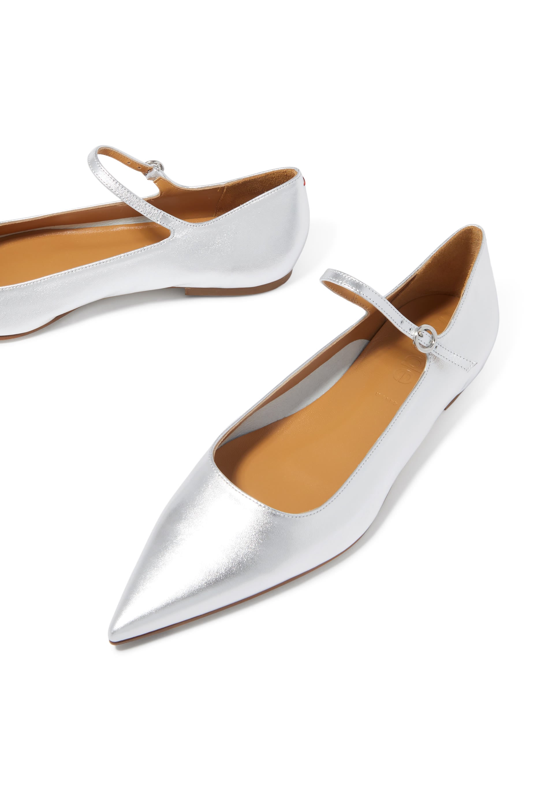  Cleo Metallic Leather Mary-Jane Ballet Flats