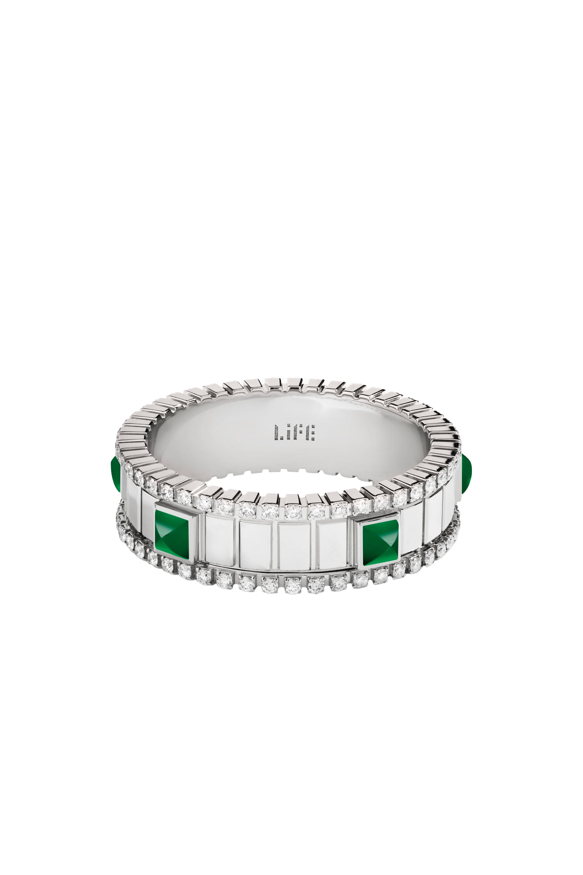 LIFE Diamond Spinning Ring, 18k White Gold & Diamonds, Agate Stone