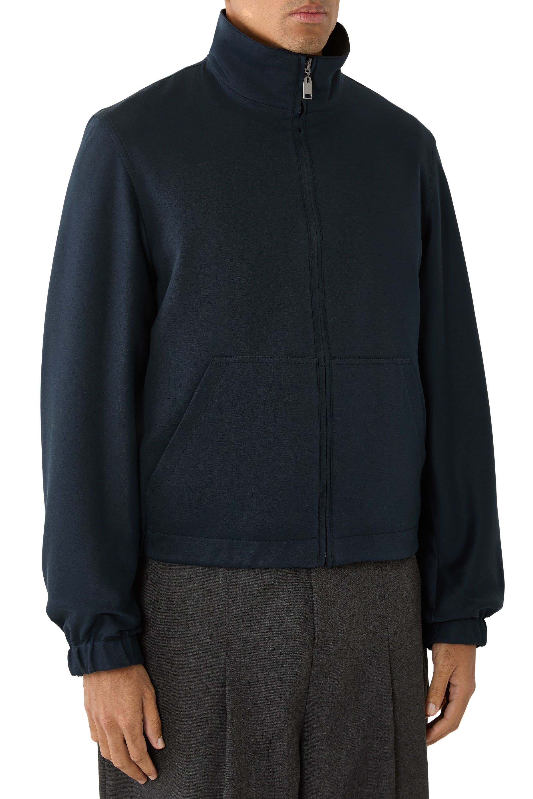  Stretch Silk and Cotton Jersey Reversible Blouson