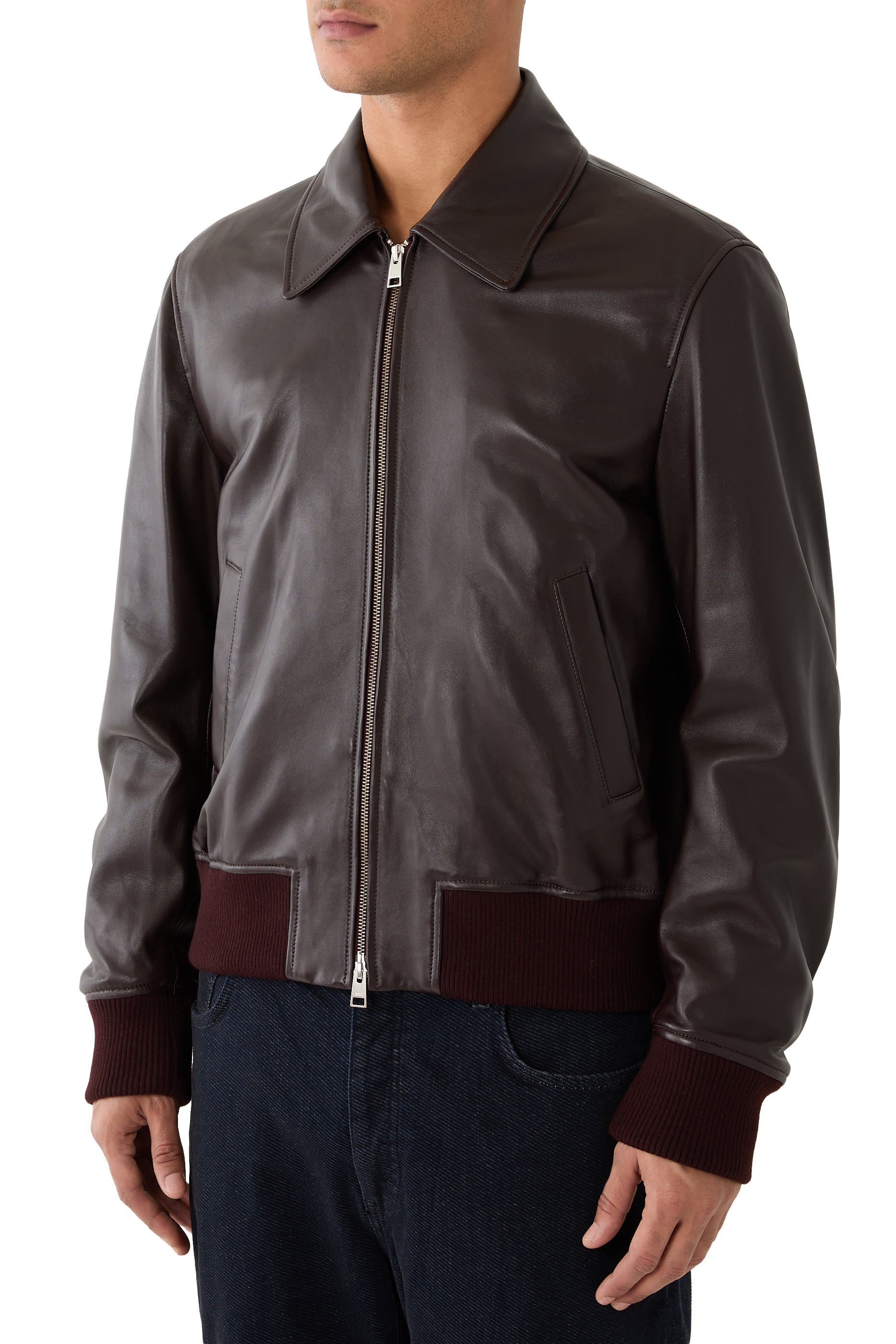 Lamb Leather Zipped Jacket 