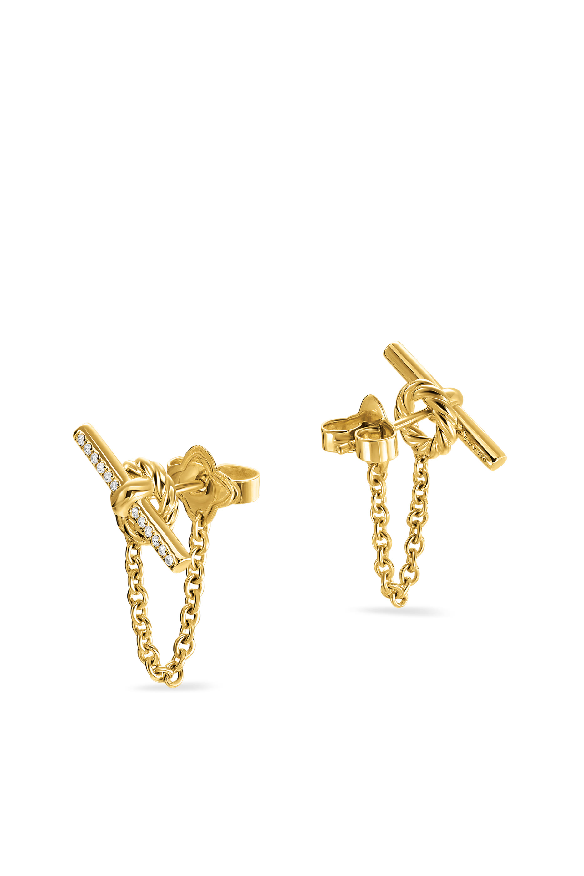 DY Mercer&reg; Petite Toggle Chain Stud Earrings, 18K Yellow Gold & Diamonds