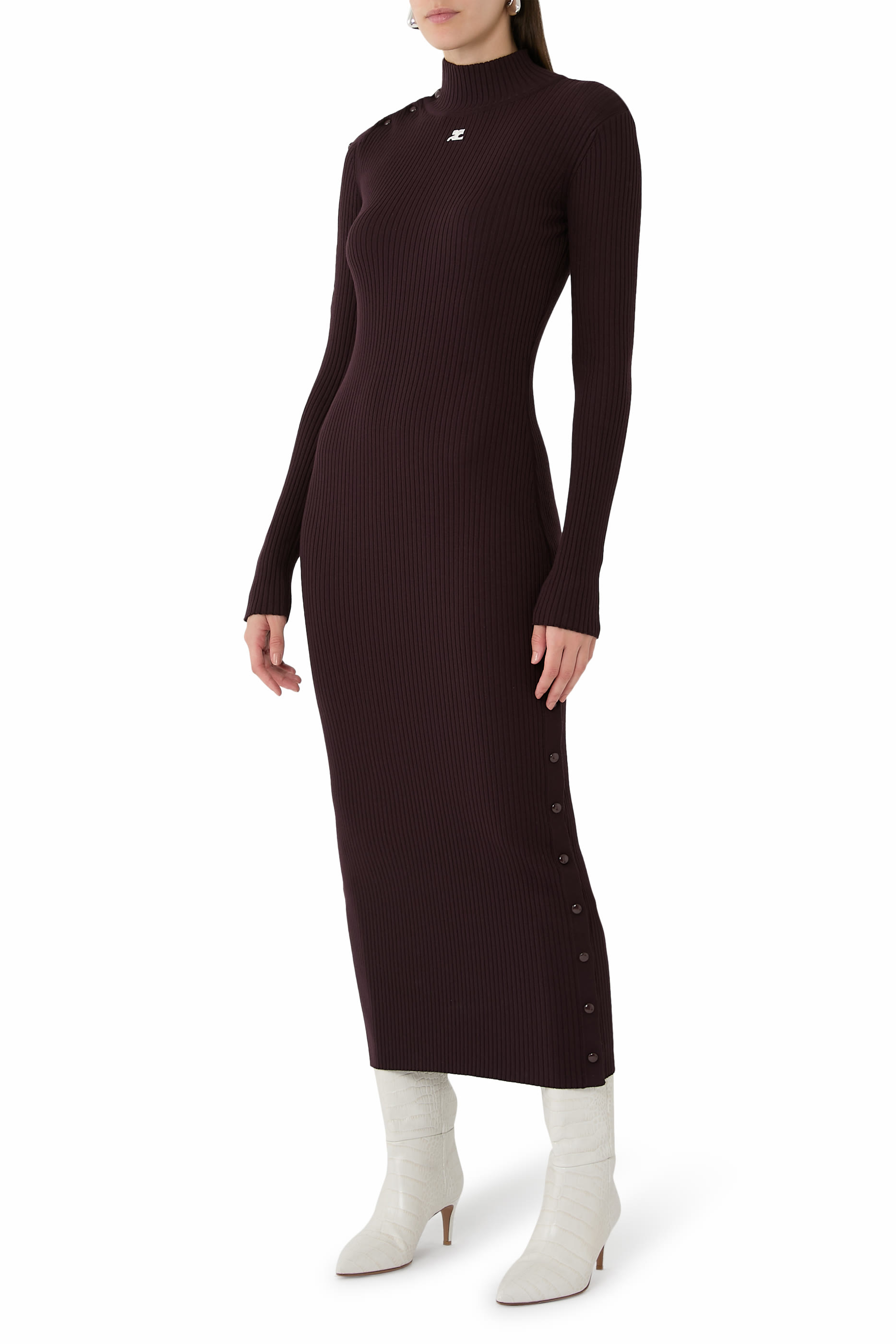 Ribbed Turtleneck Midi Dress