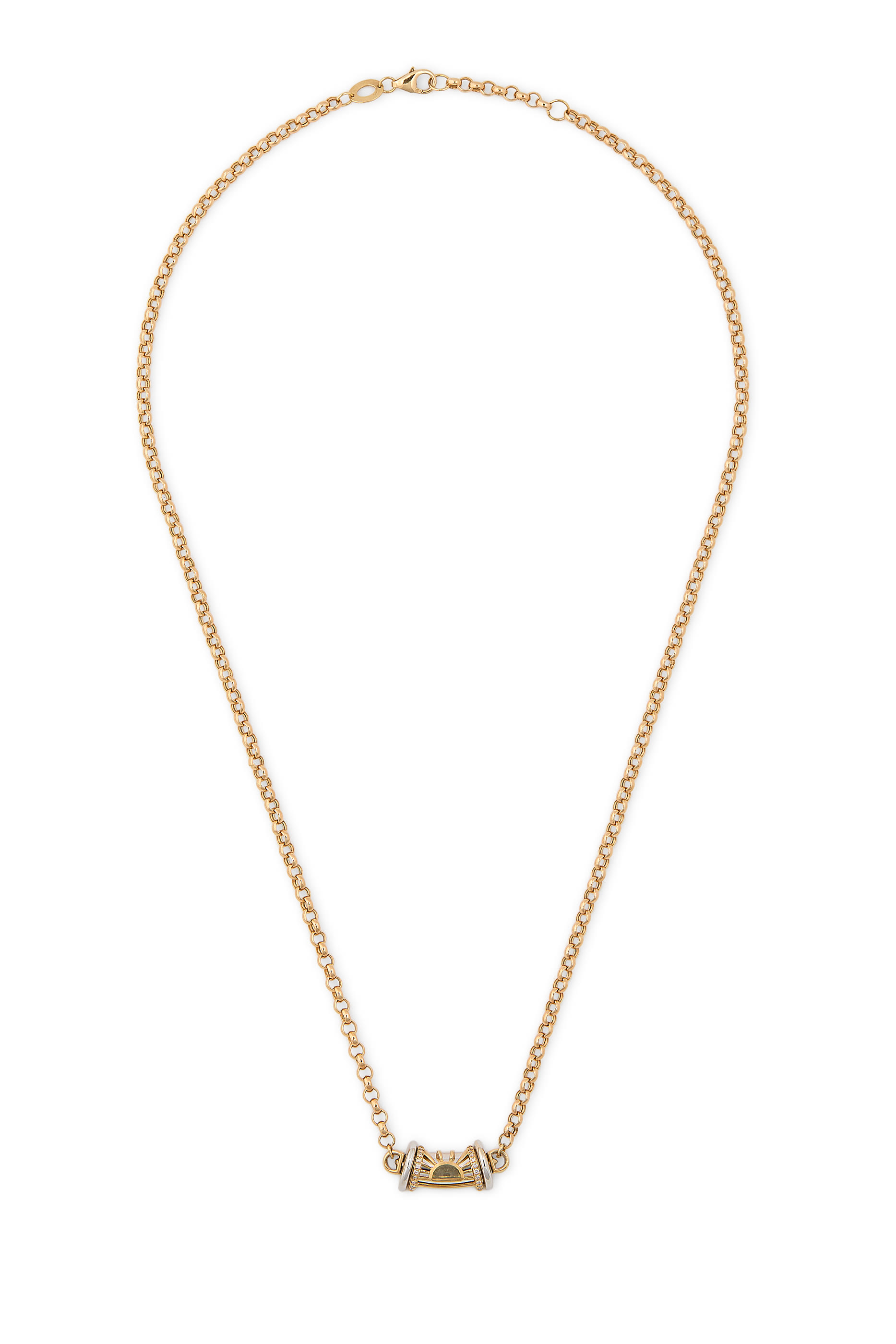 Warrior Dawn Necklace, 18K Yellow Gold with Diamonds & Orange Topaz