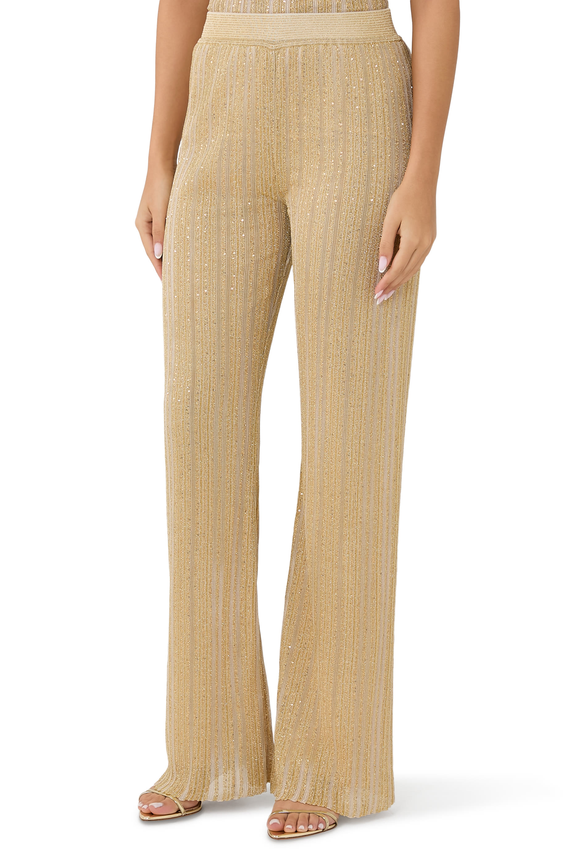 Zig Zag Lam&eacute; Straight Pants