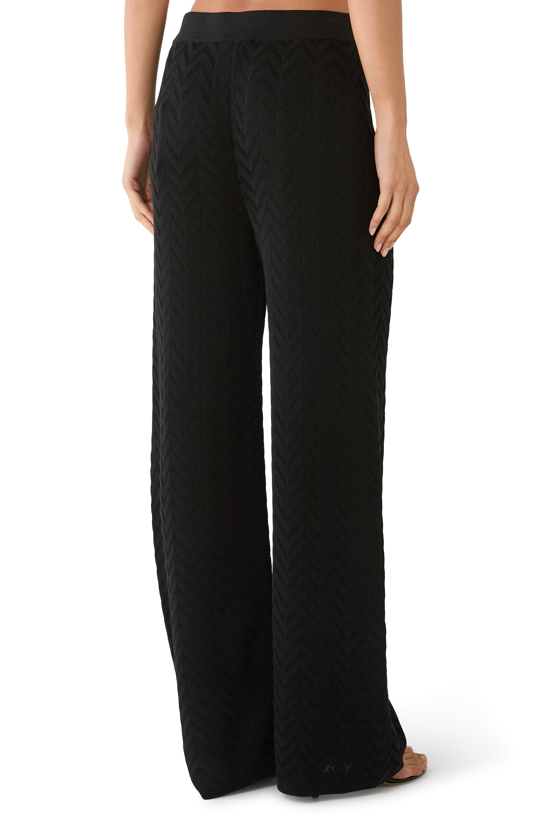 Straight-Leg Stretch Chevron Trousers
