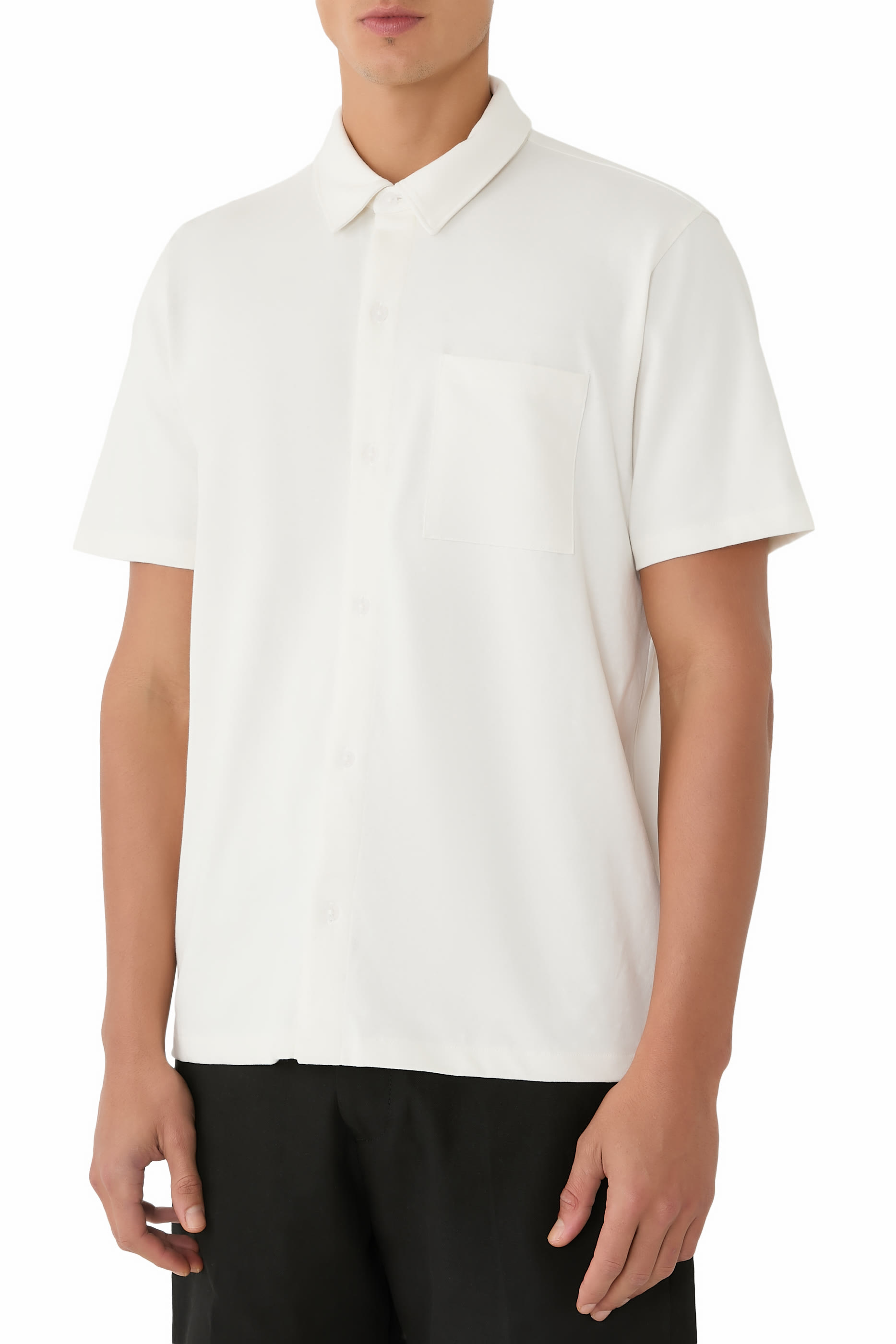 Sueded Cotton Jersey Button-Front Shirt