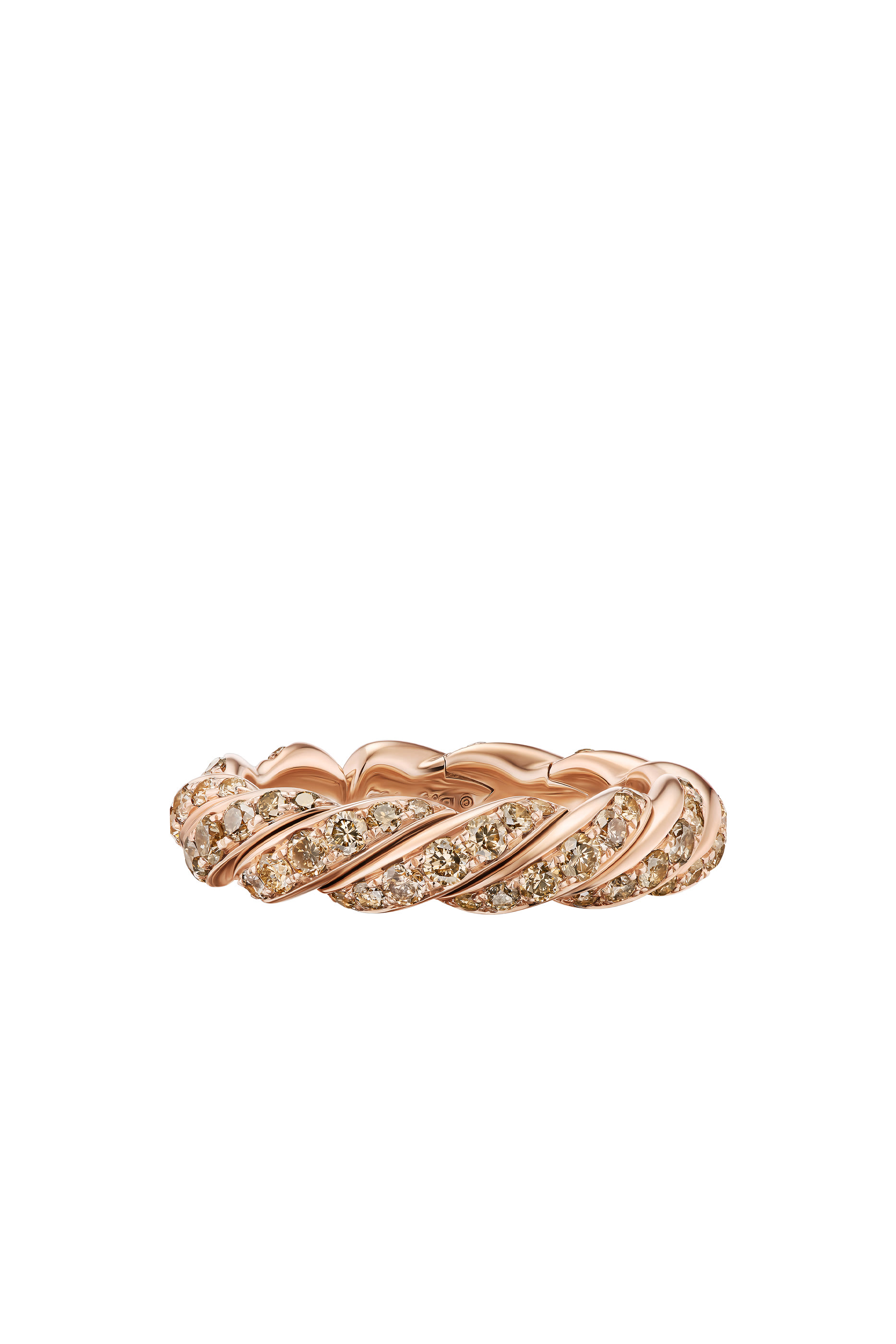 Sculpted Cable Flex Band Ring, 18k Rose Gold & Cognac Diamonds