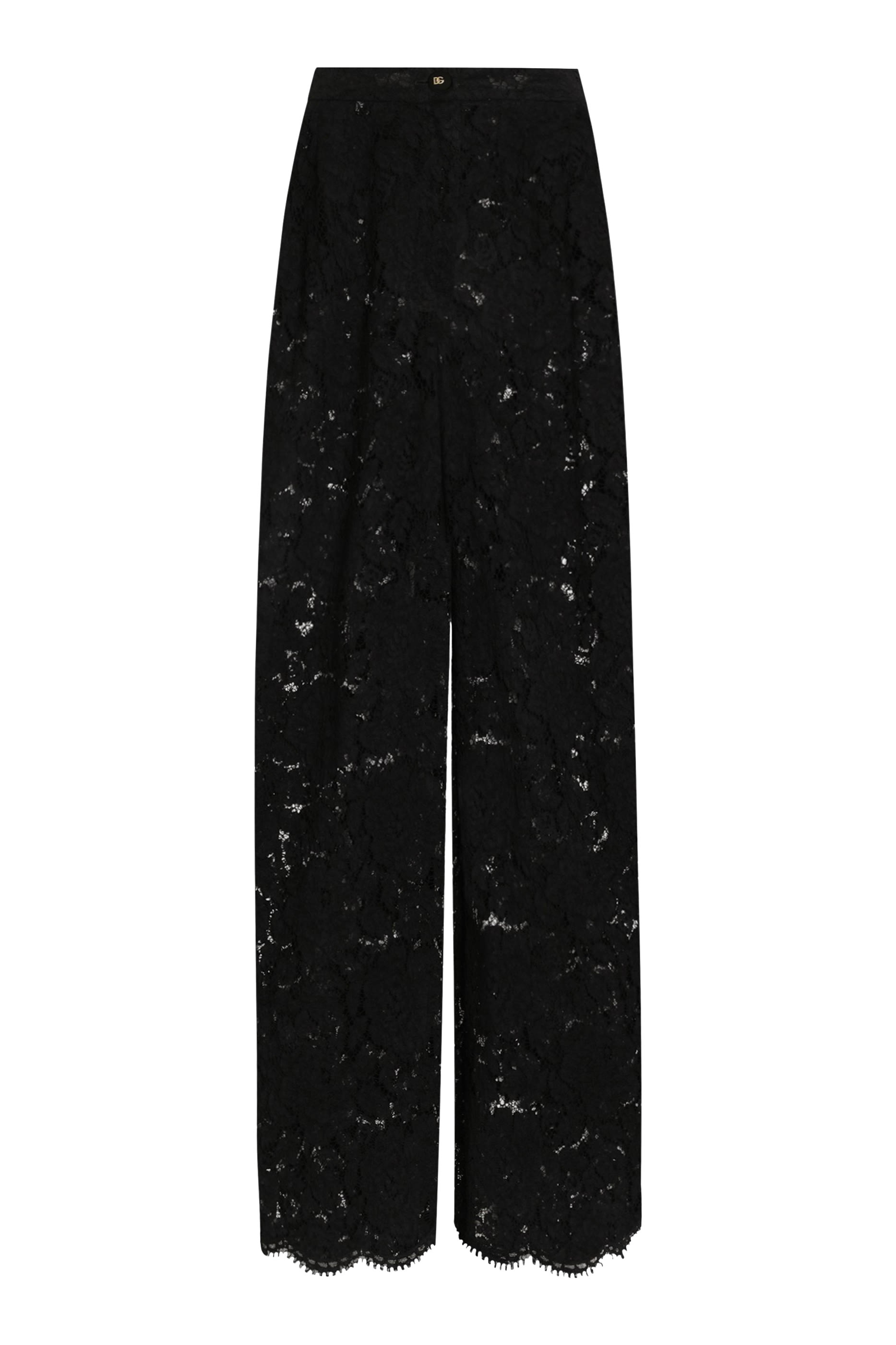 Cordonetto Lace Trousers with Flower Motif 