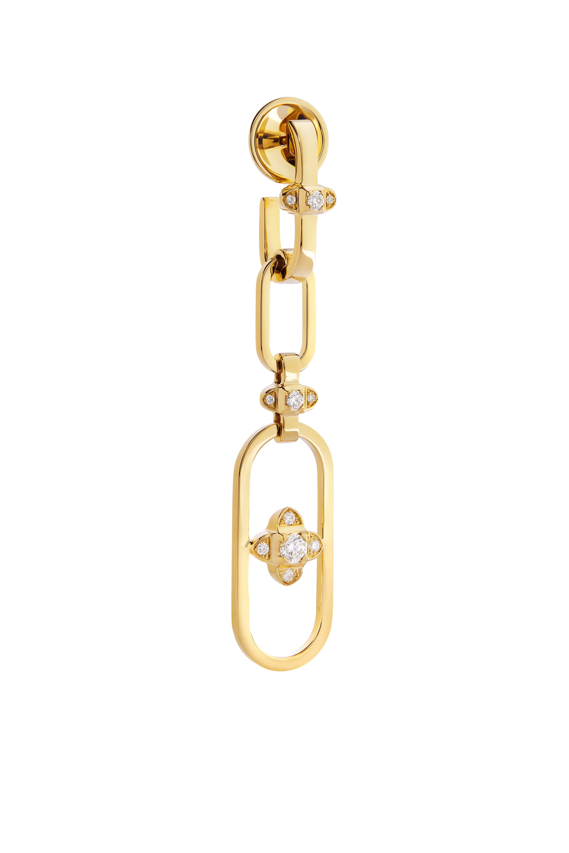 Tip-Top Link Double Drop Earrings, 18K Yellow Gold with Diamonds