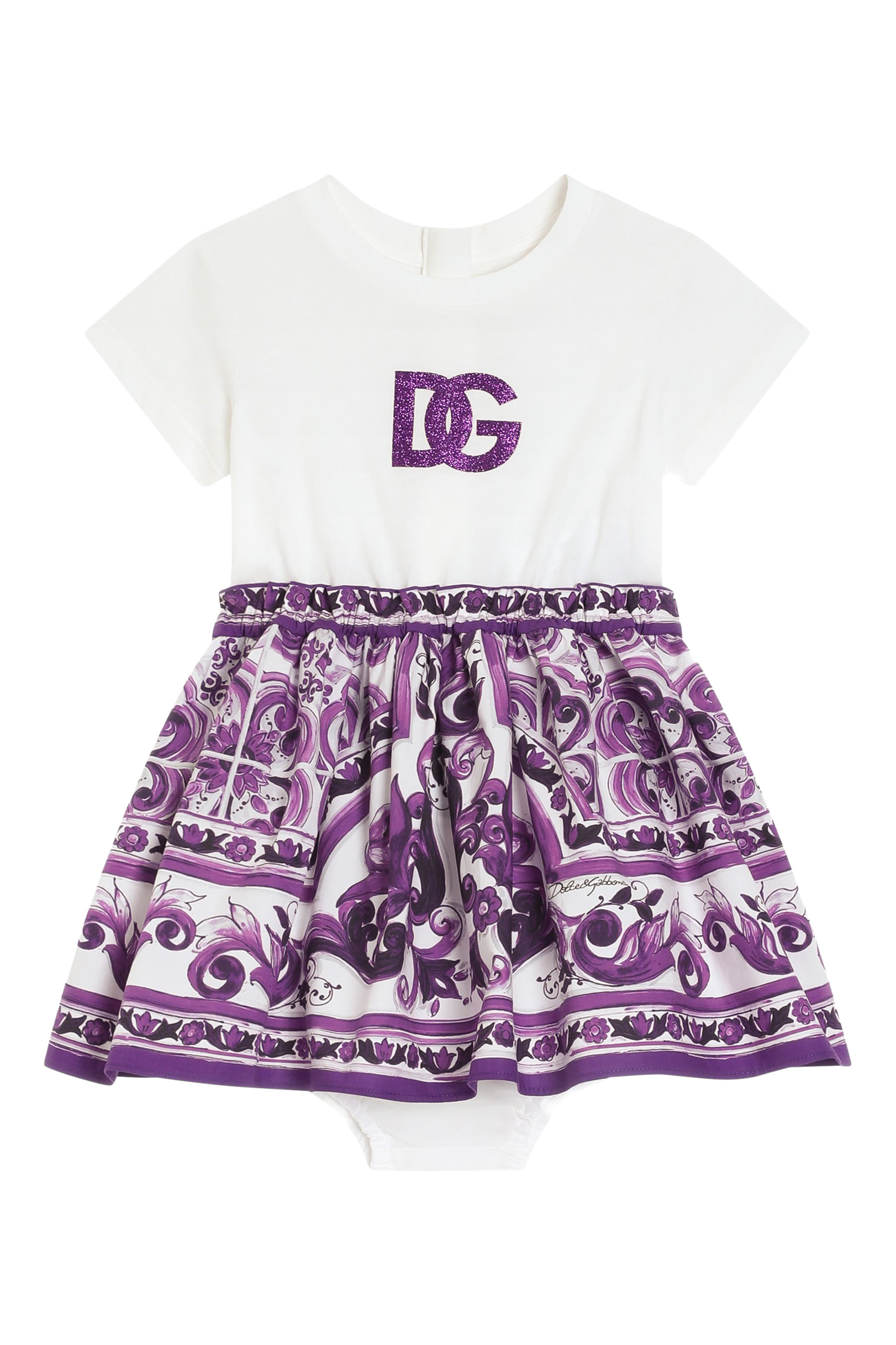 Kids Majolica-Print Poplin and Jersey Dress