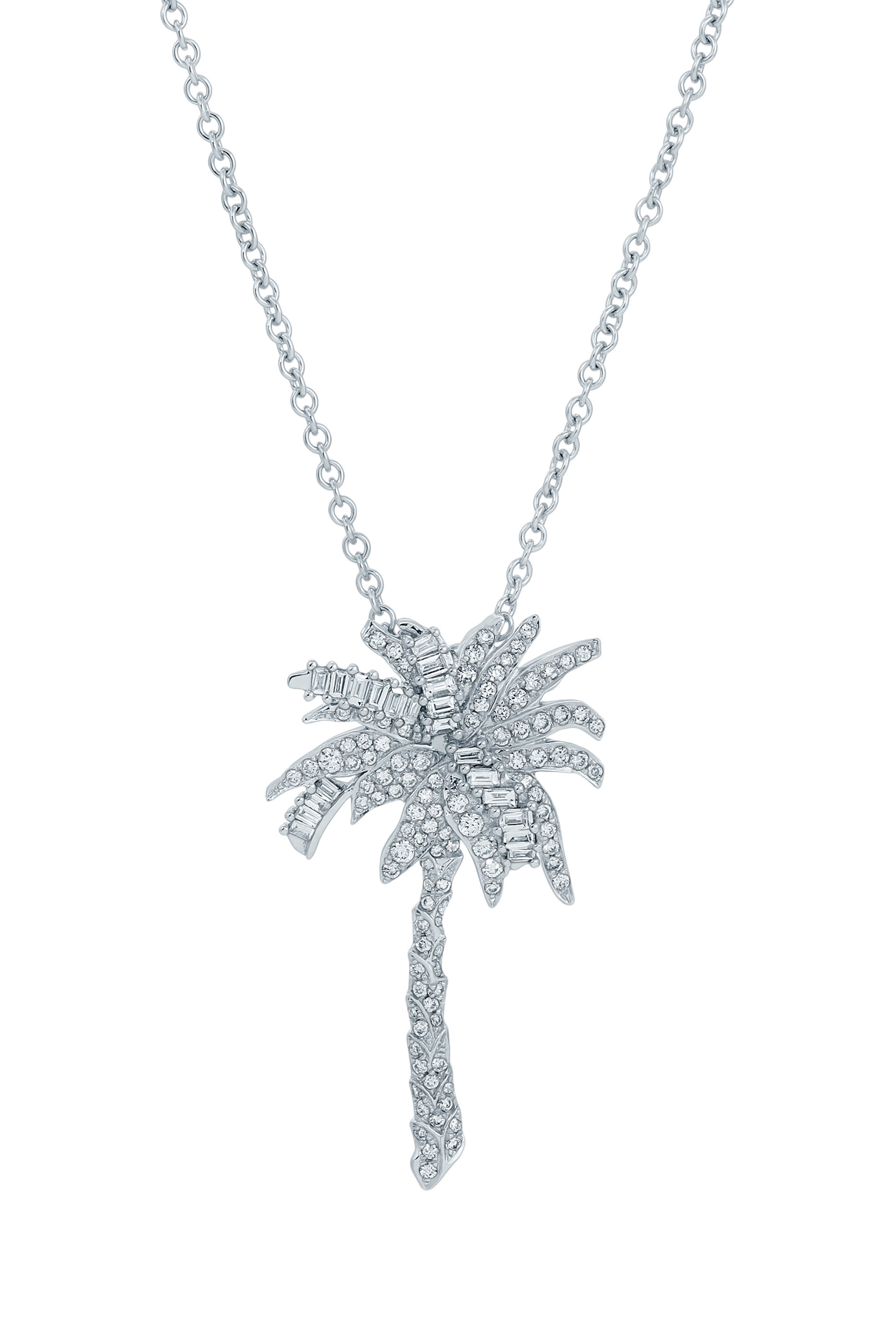 Palm Tree Pendant, 18k White Gold & Diamonds