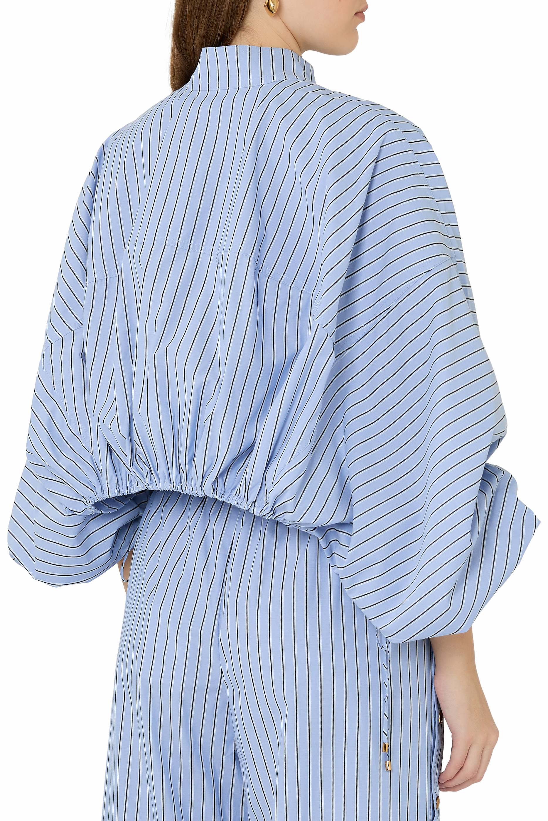 Drawstring Stripe Blouse