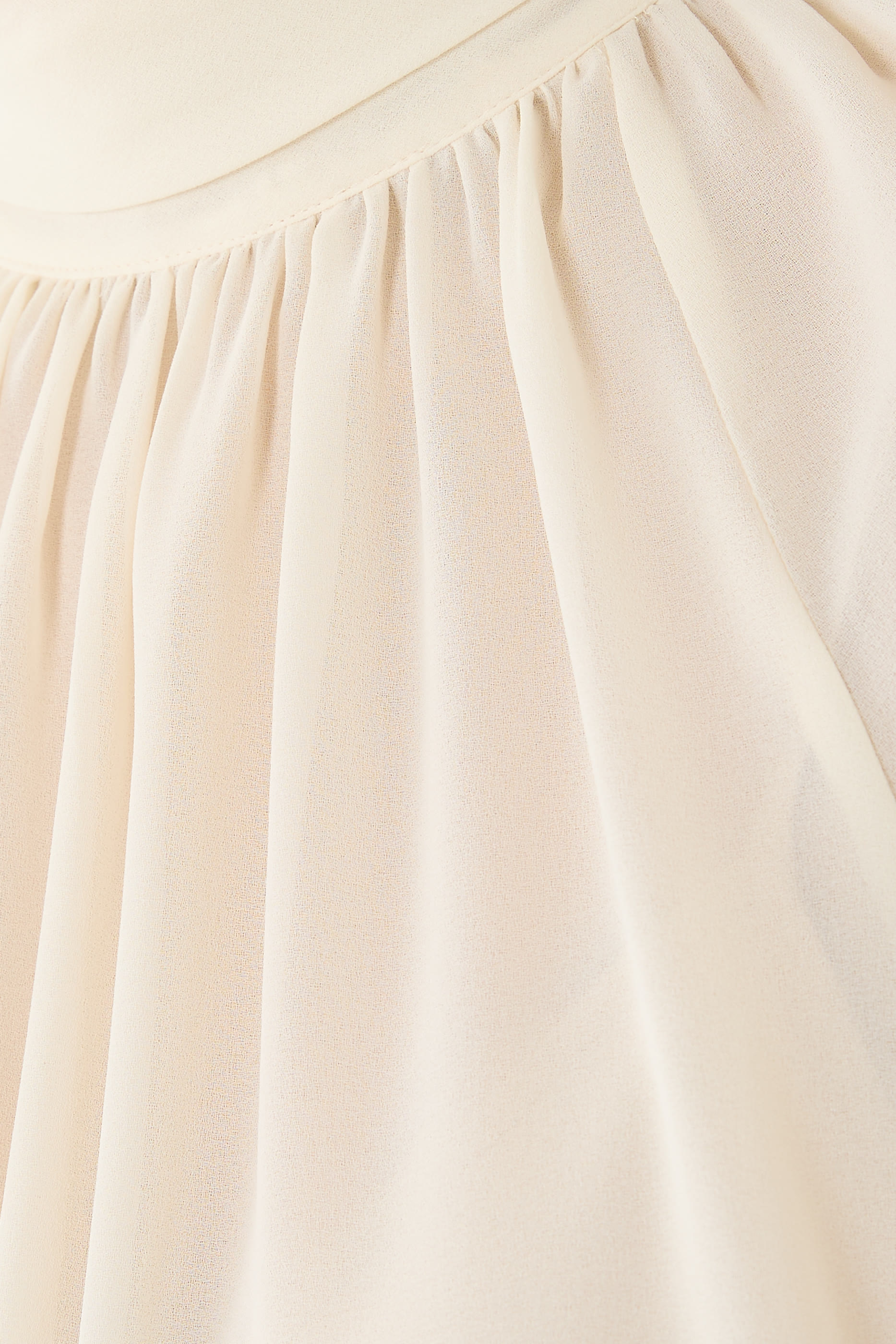 Gathered Draped-Neck Crepe Blouse