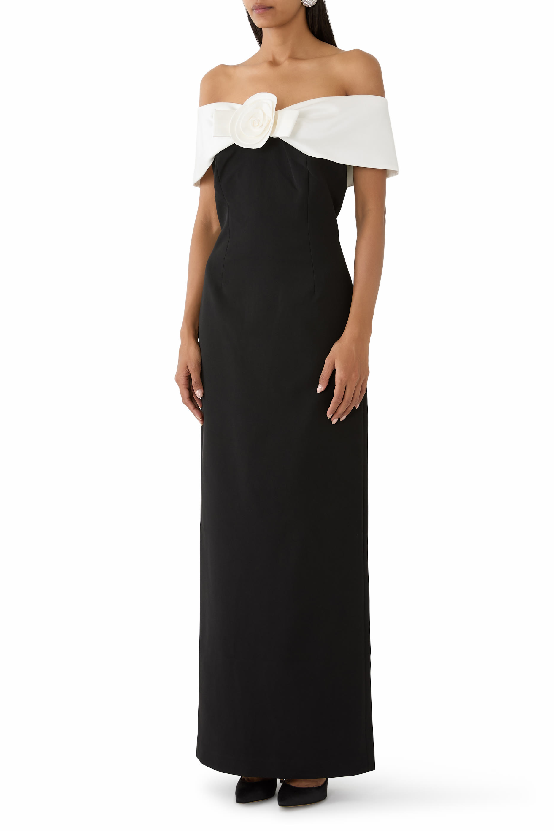 Crepe Flower Maxi Dress