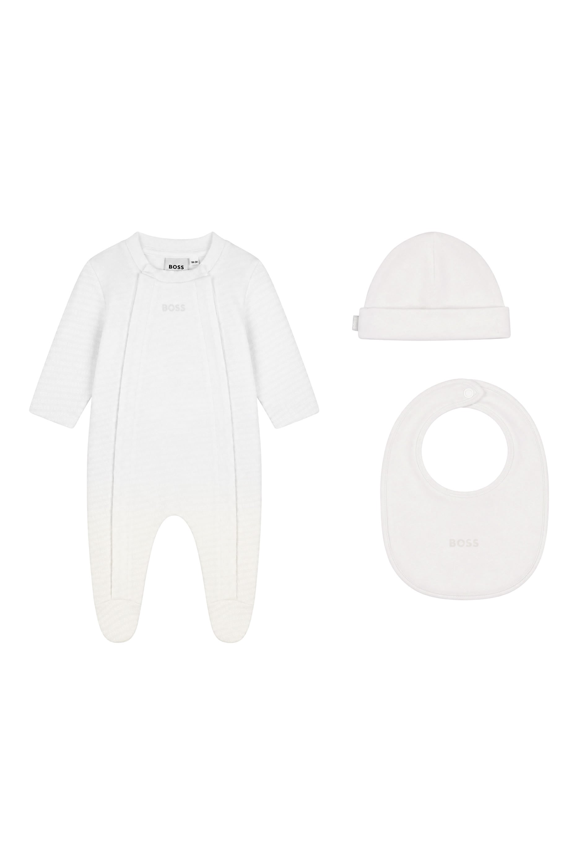 Kids Cotton Pajamas, Bib & Hat Set