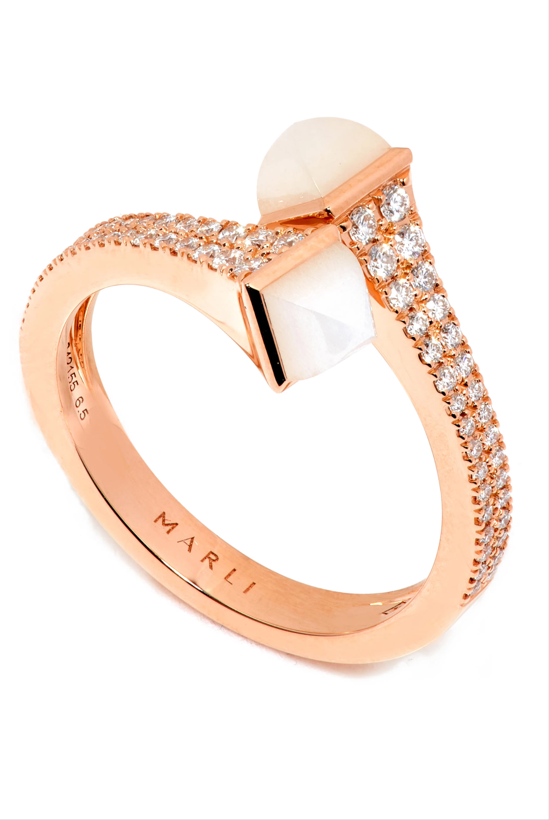 Cleo Ring, 18K Rose Gold with Diamonds & Agate