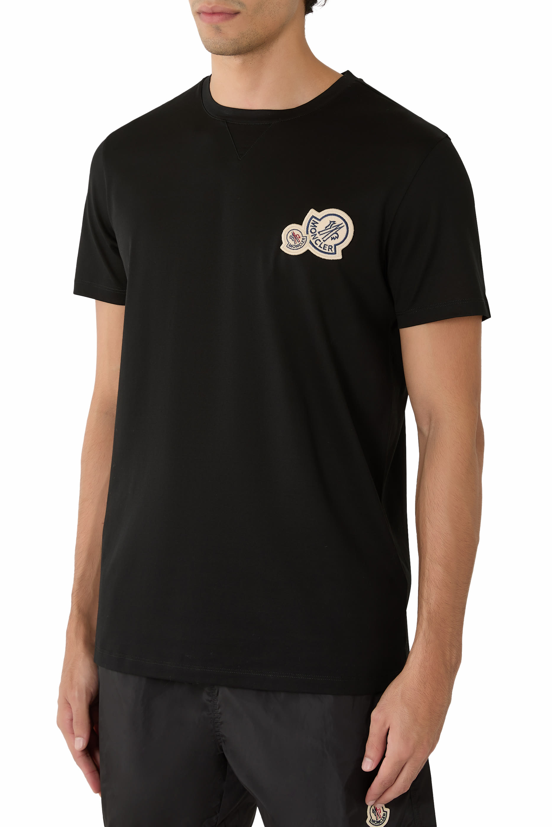 Double Logo Patch Cotton T-Shirt