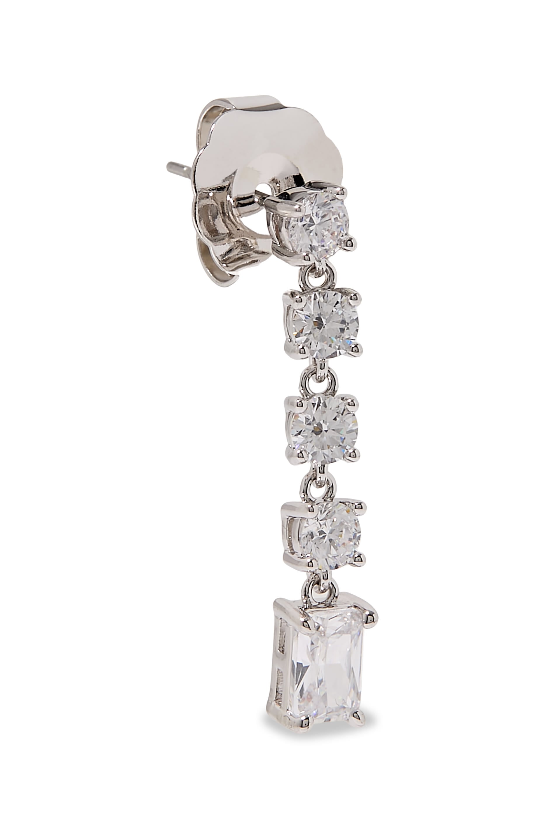 Drop Earrings, Rhodium-Plated Brass & Cubic Zirconia