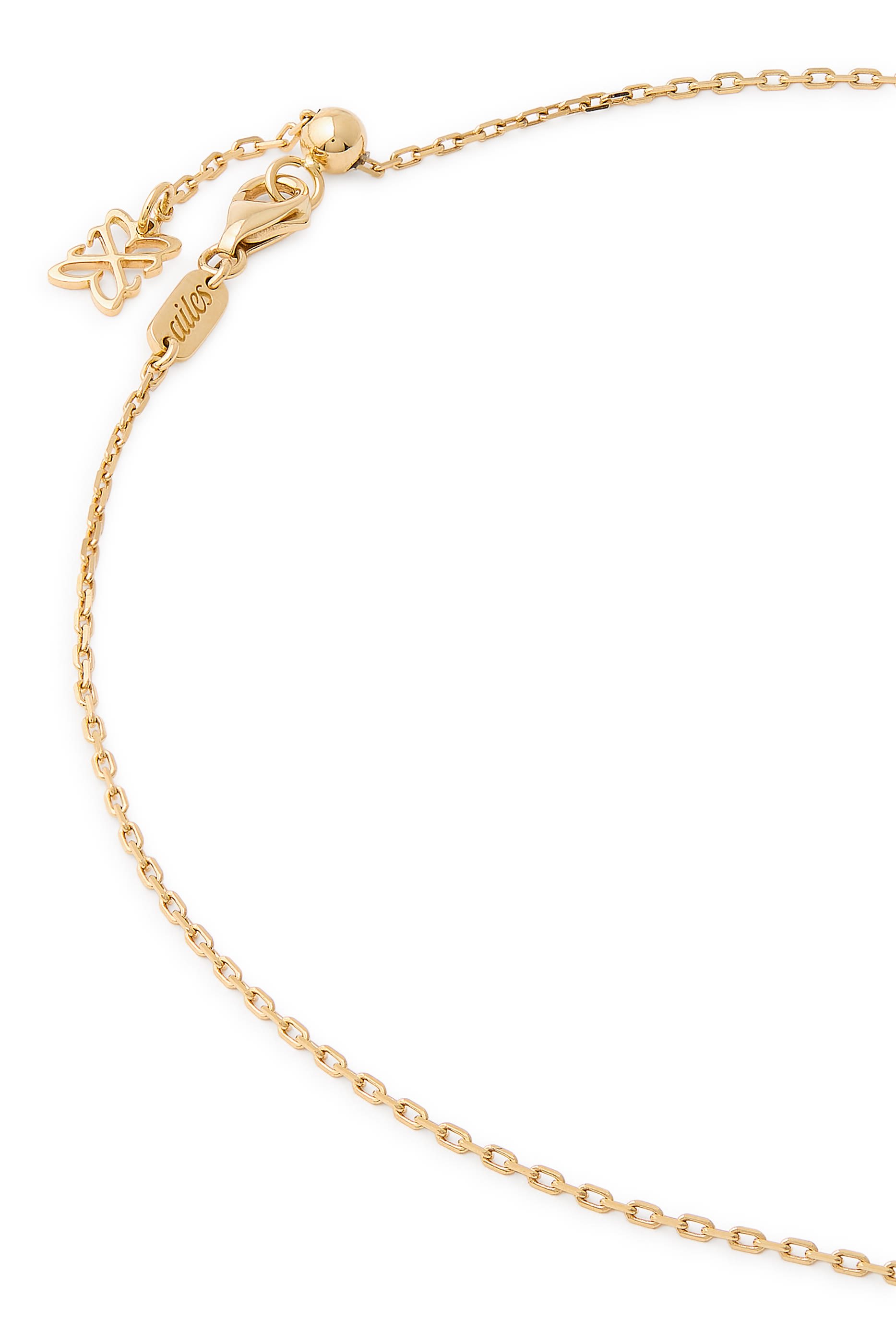 Letter F Silhouette Necklace, 18k Yellow Gold with Diamonds & Enamel