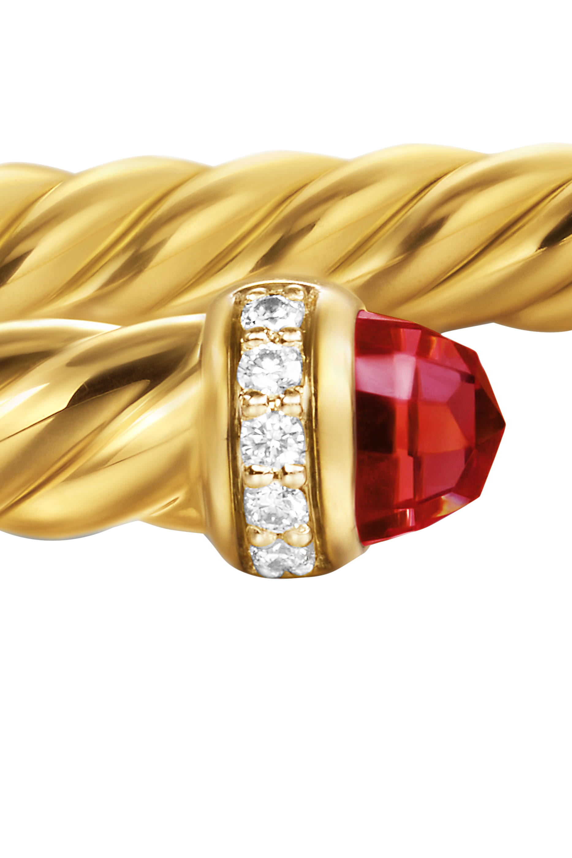 Cablespira&reg; Flex Bracelet, 18K Yellow Gold, Diamonds & Rhodolite Garnet