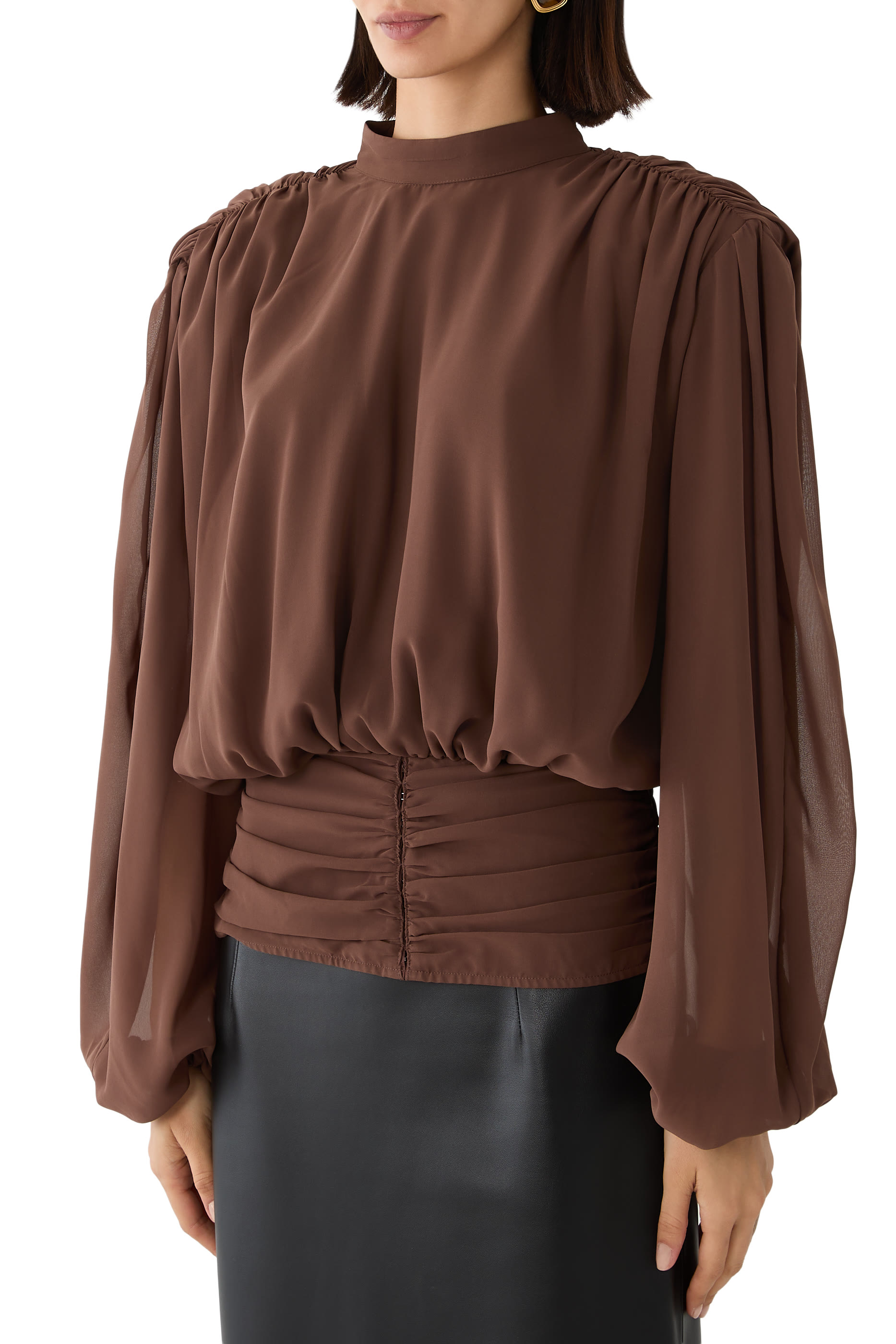 Pleated Long Sleeves Blouse