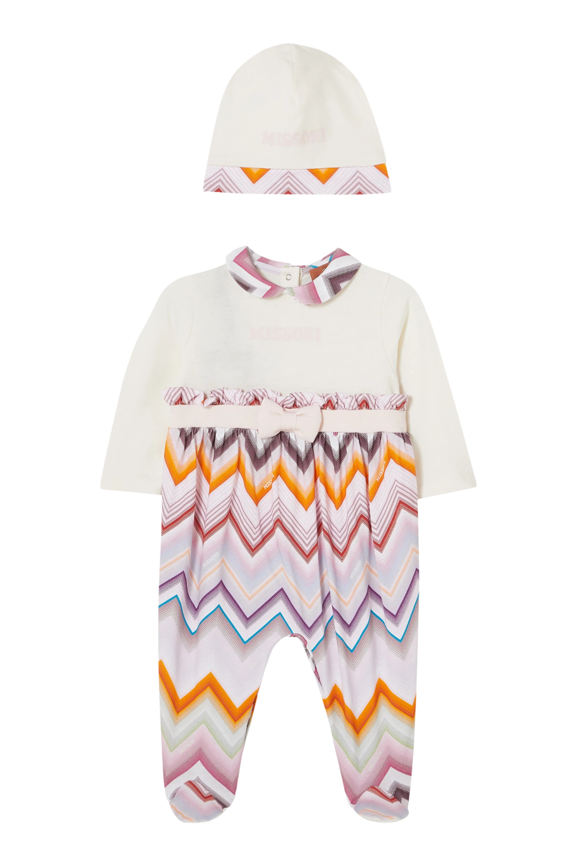 Kids  Chevron Jersey Collar Babygrow & Hat Set