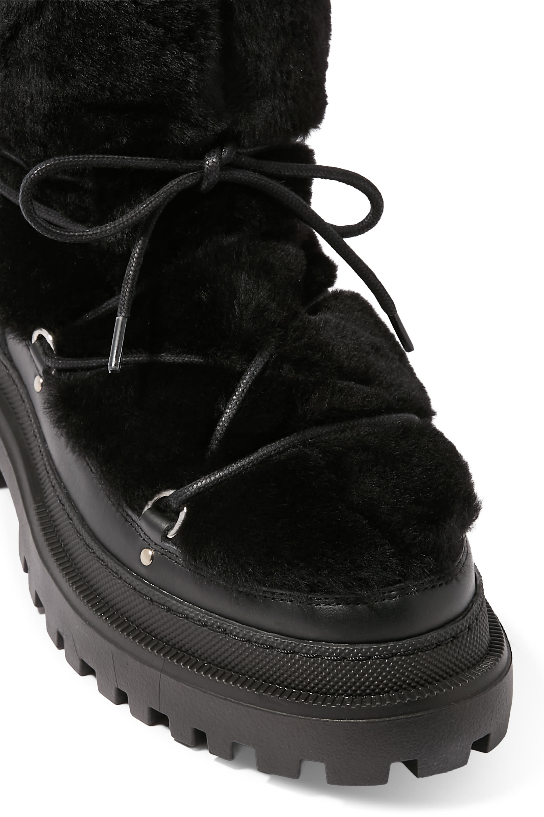  Lace-up Mid-Length Shearling Boots
