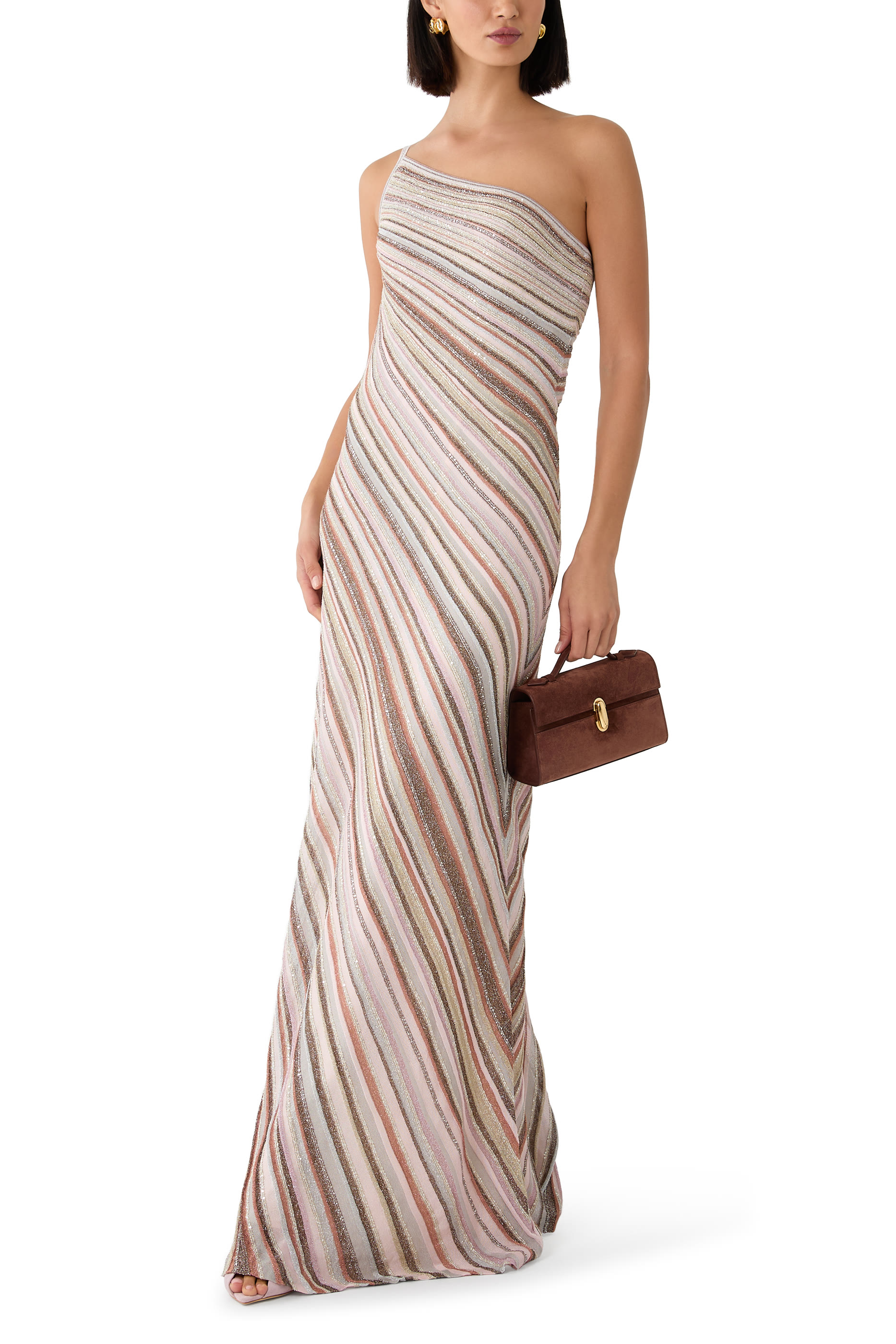 Partialized Sequined Knit Maxi Dress