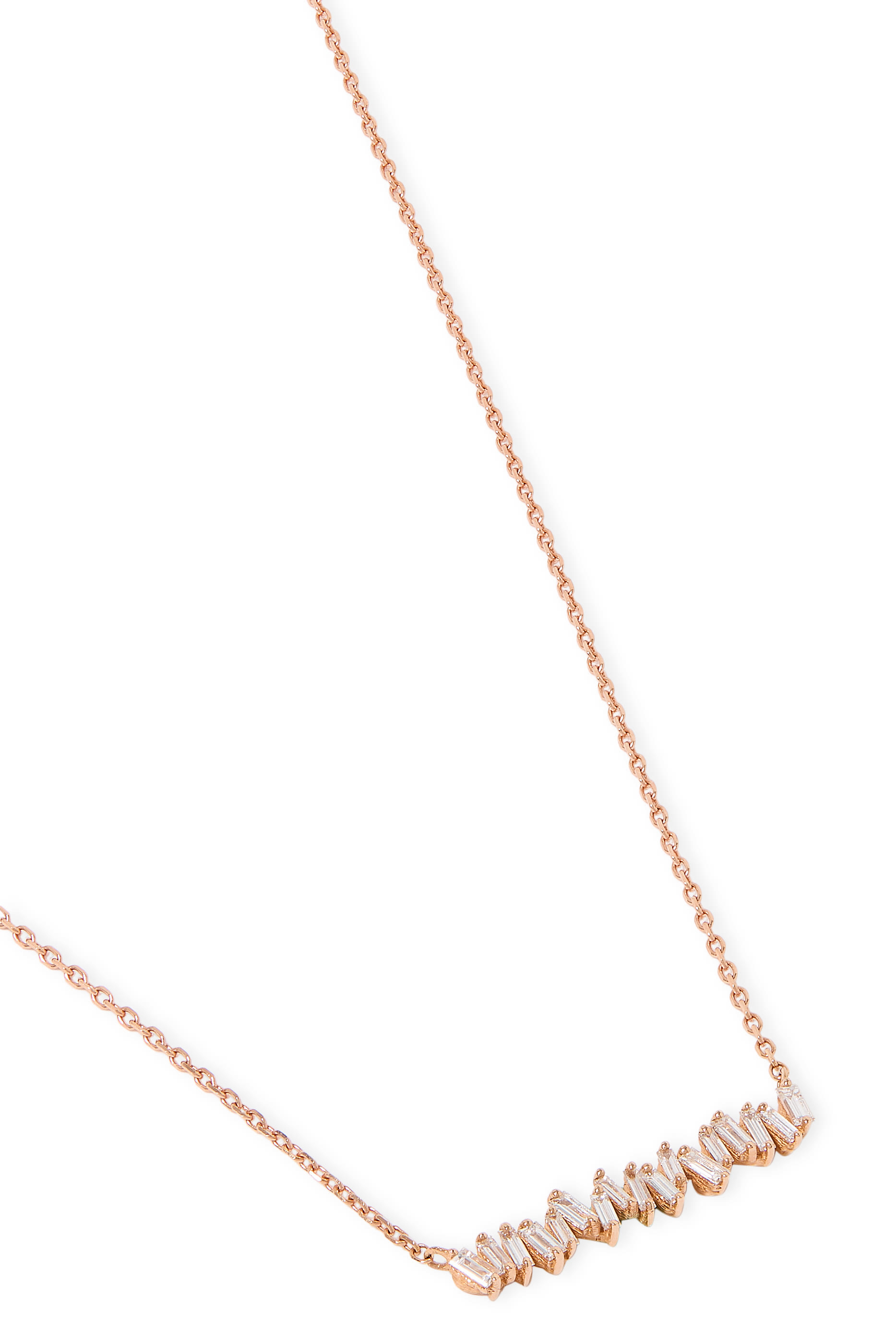 Classic Bar Pendant Necklace, 18k Rose Gold & Diamonds