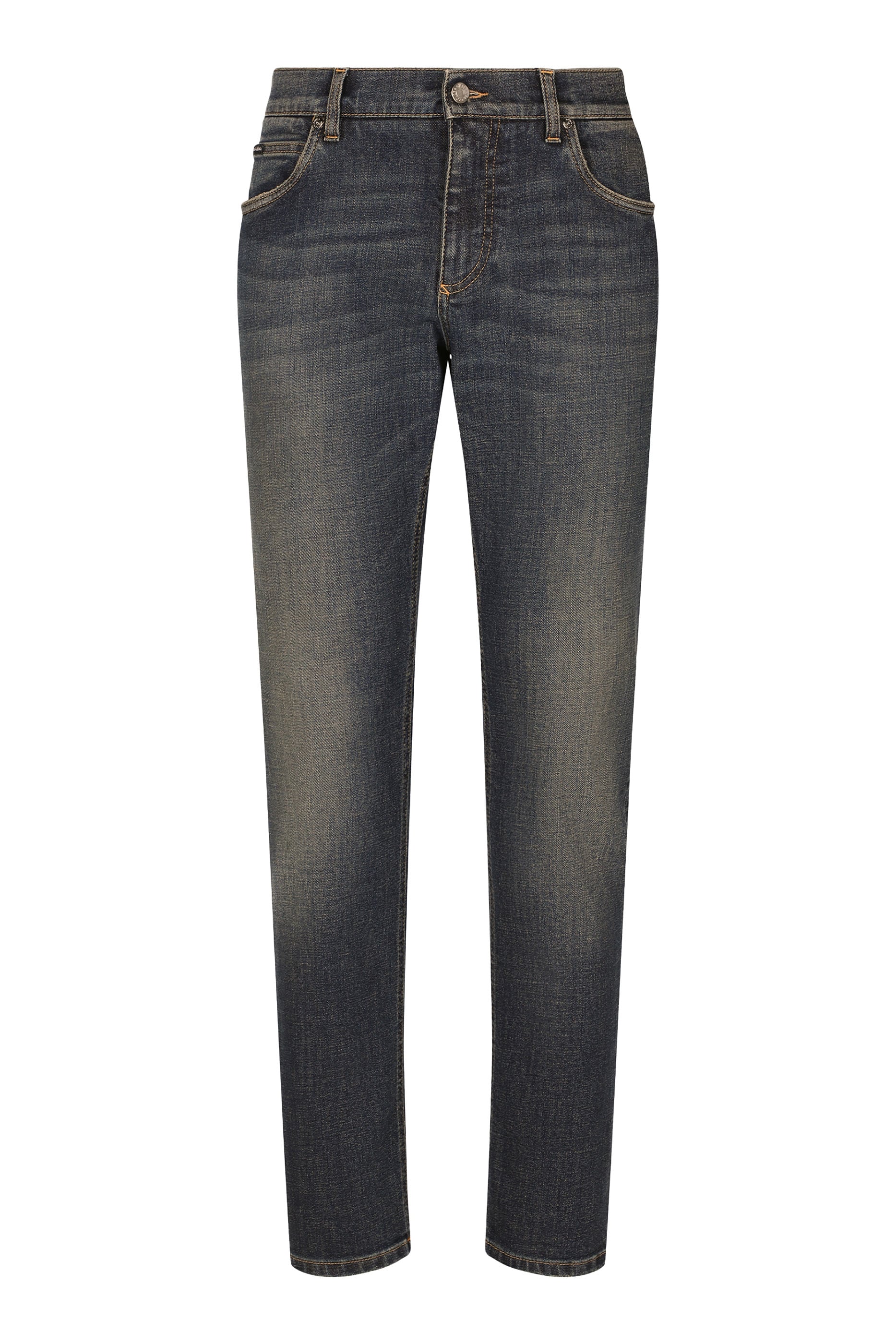 Regular-Fit Washed Stretch Jeans