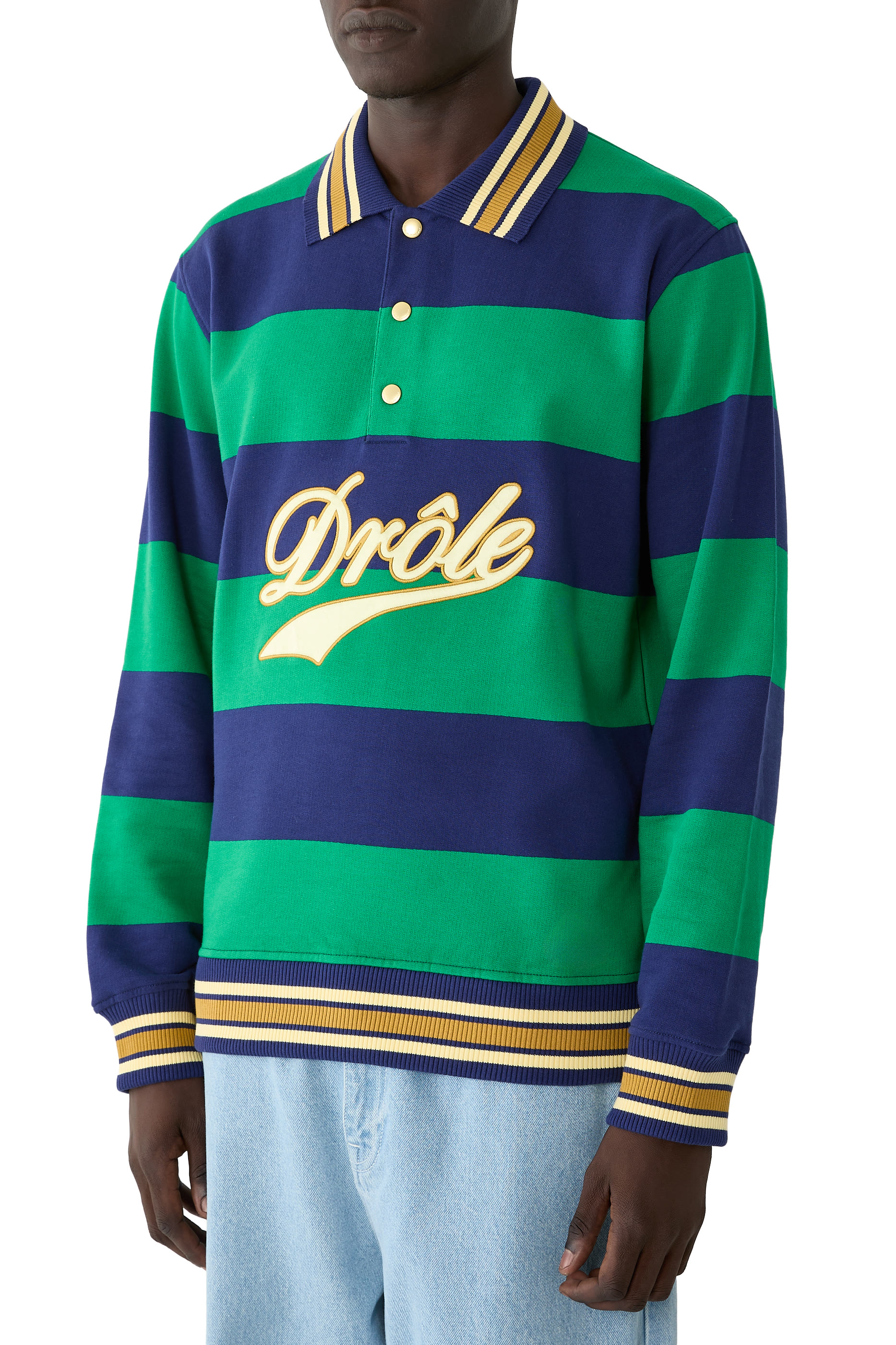 Drôle Embroidered Stripes Polo Shirt 