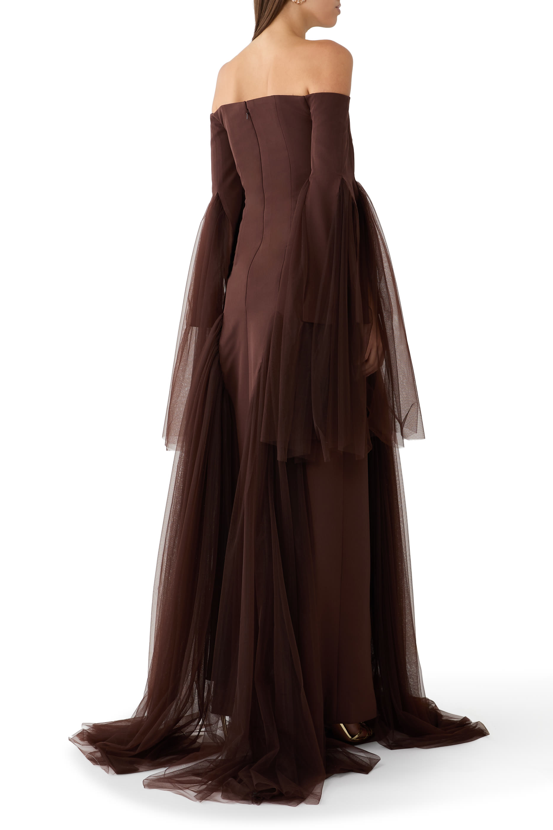 Off-Shoulder Crepe Gown