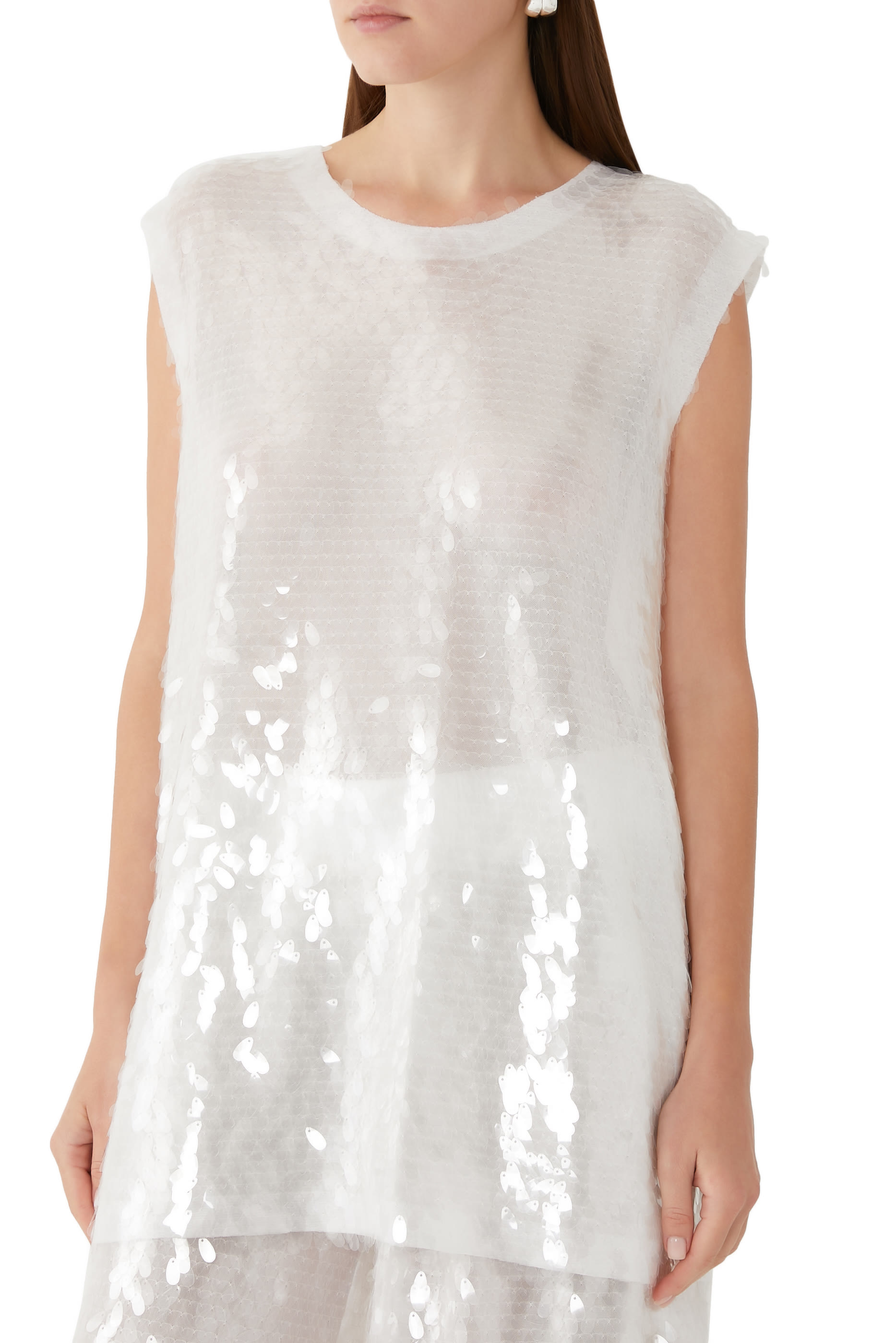 Sleeveless Sequin Crewneck Top