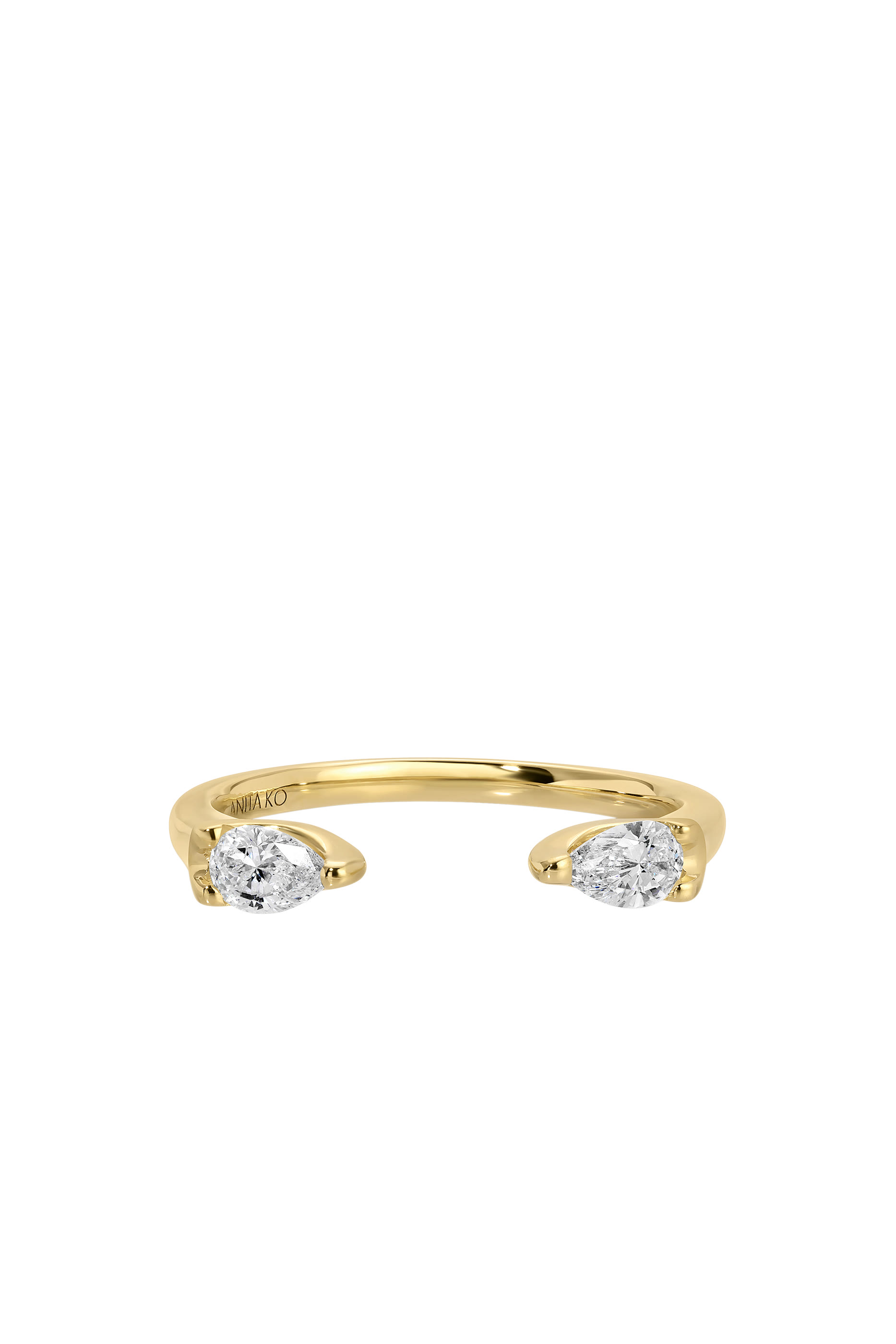 Orbit Pear Ring, 18k Yellow Gold & Diamond