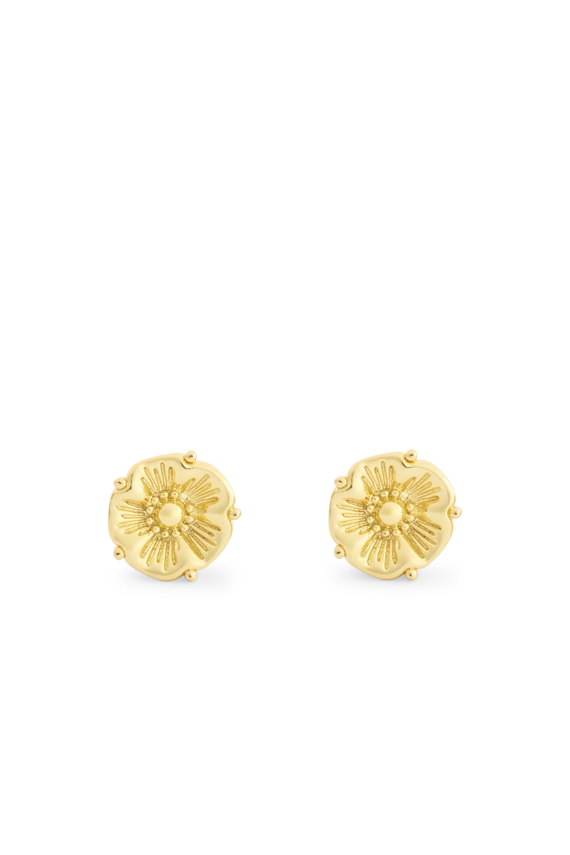 Tea Rose Stud Earrings, Plated Brass, Titanium Post & Cubic Zirconia