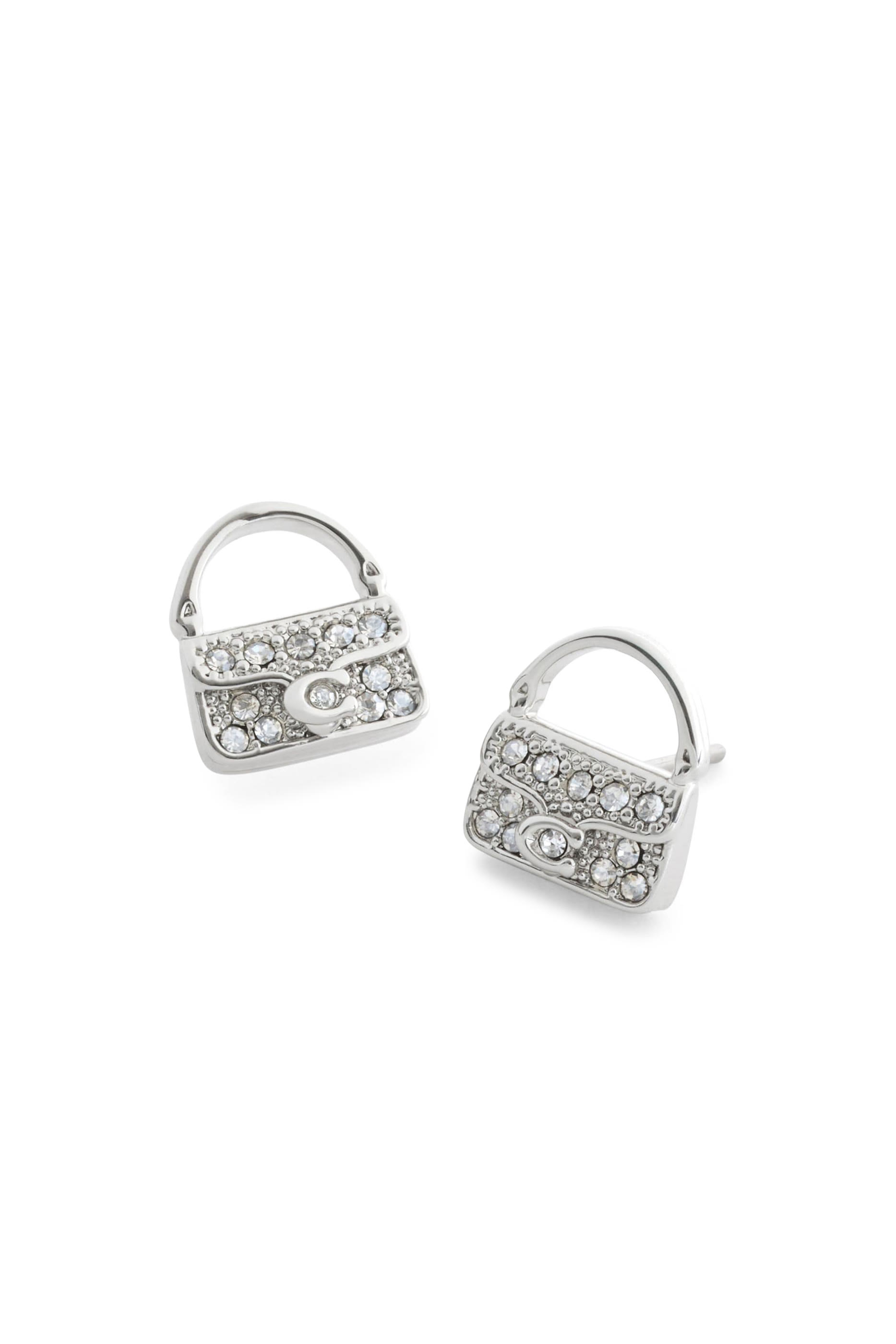 Pavé Tabby Stud Earrings, Plated Brass, Glass & Cubic Zirconia