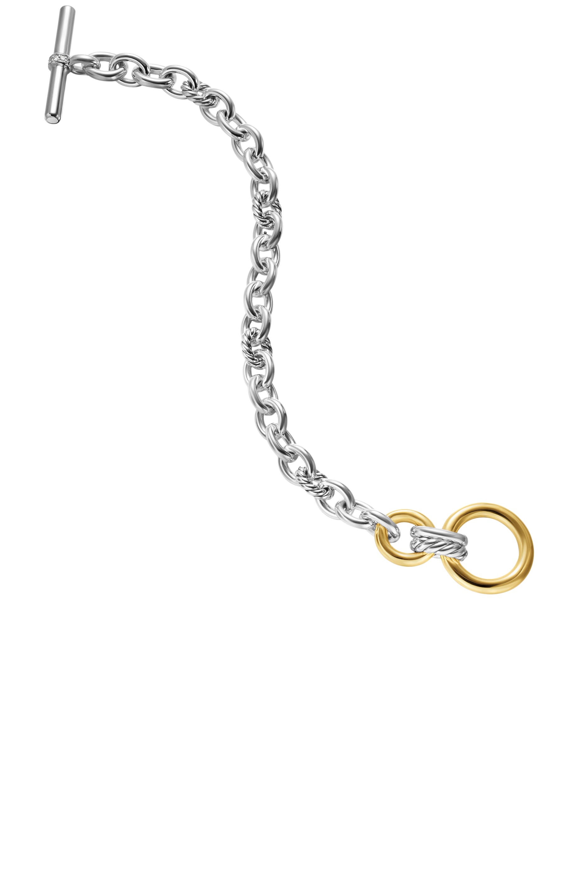 DY Mercer® Toggle Chain Bracelet,  Sterling Silver with 18K Yellow Gold & Diamonds
