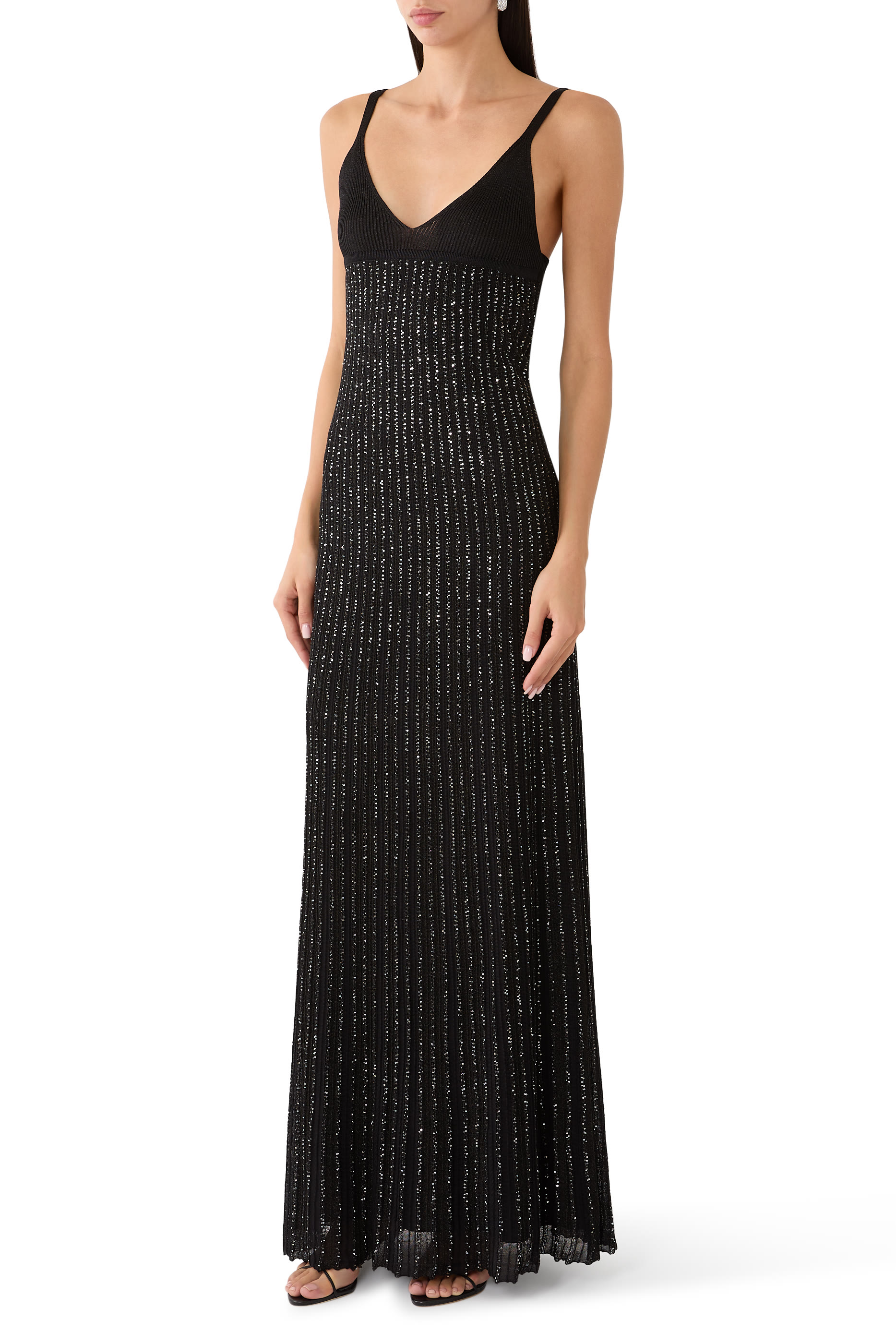 Sequin-Embellished Sleeveless Gown