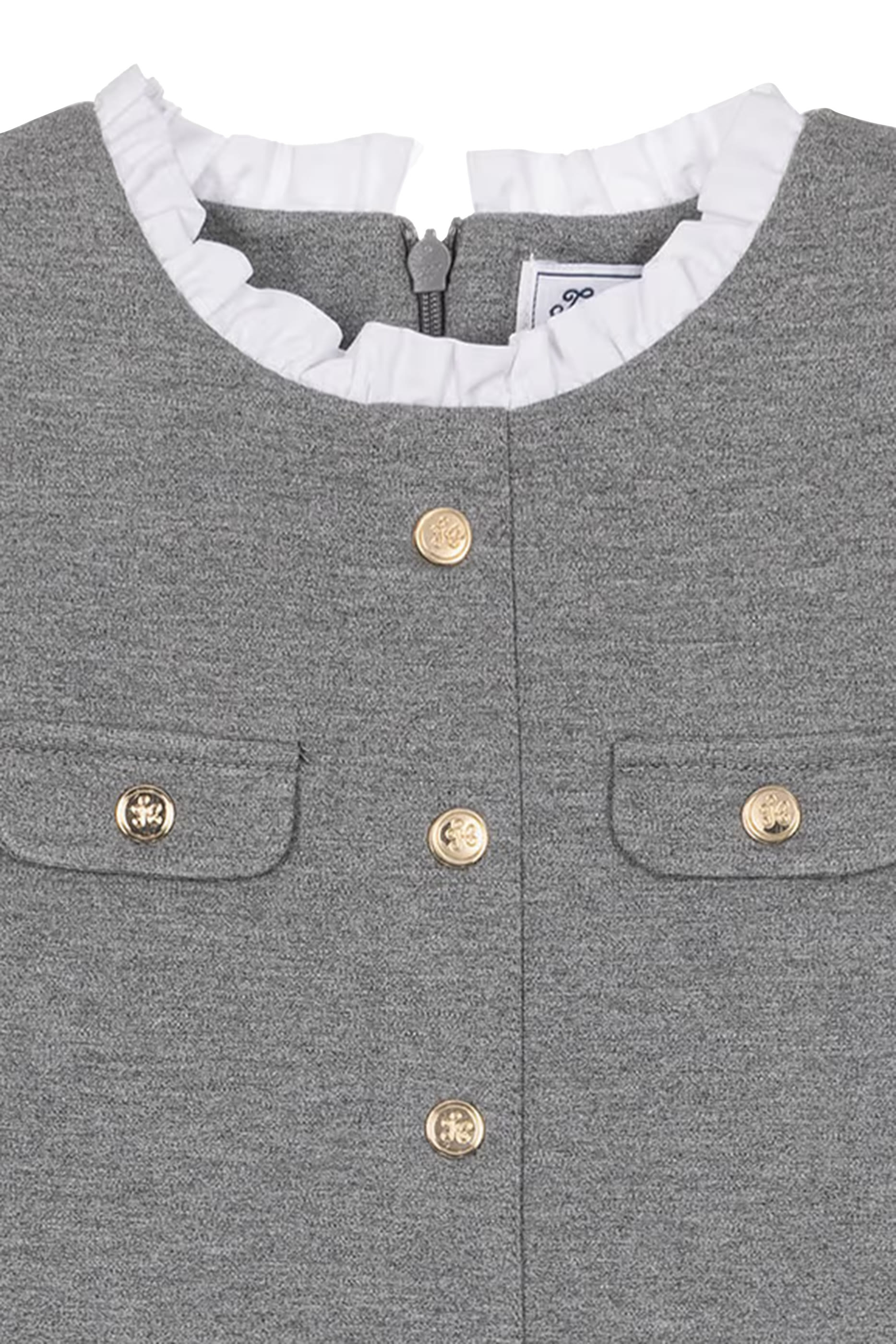 Kids Round Neck Buttons Dress