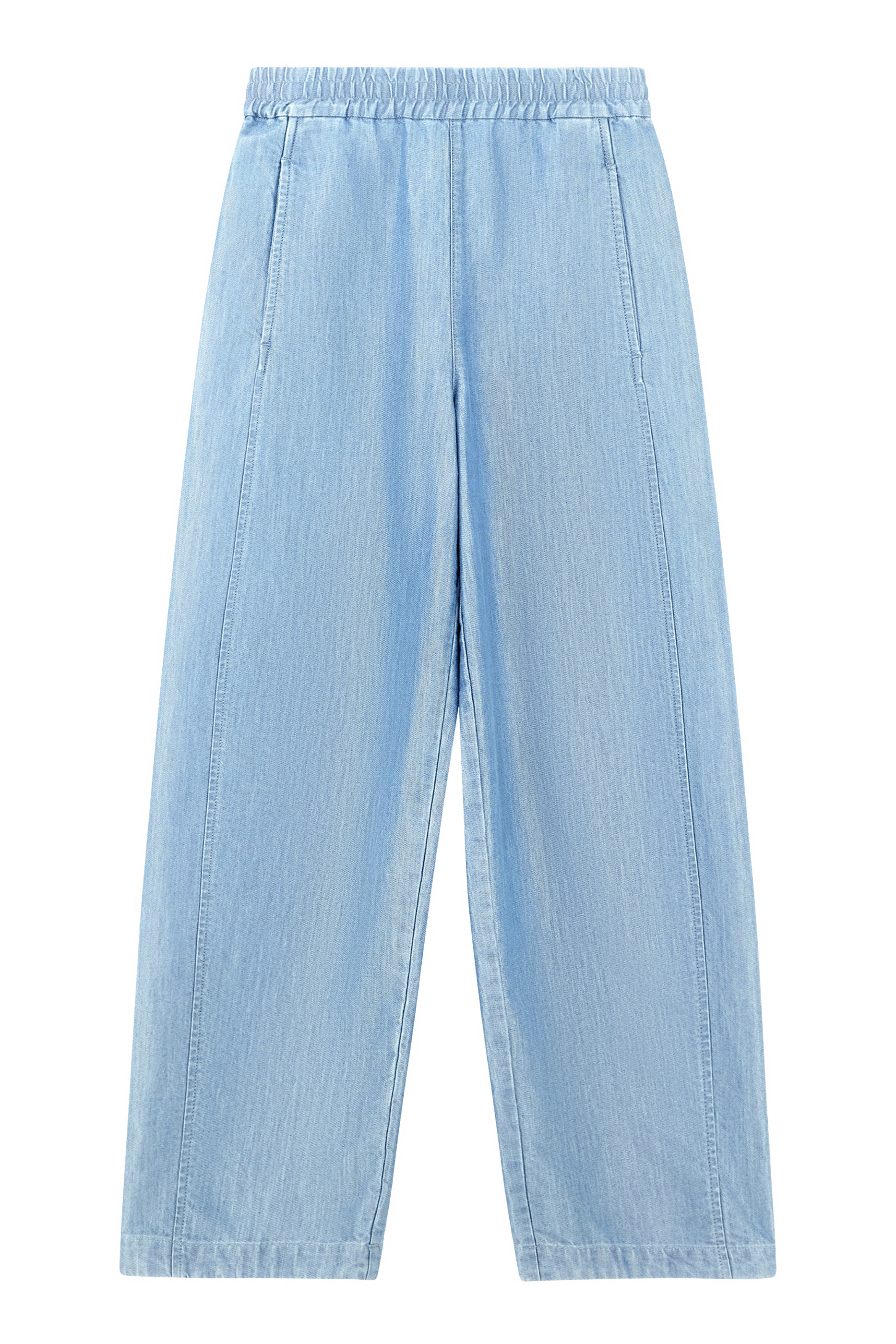 Wide-Leg Metal-Look Denim Trousers 