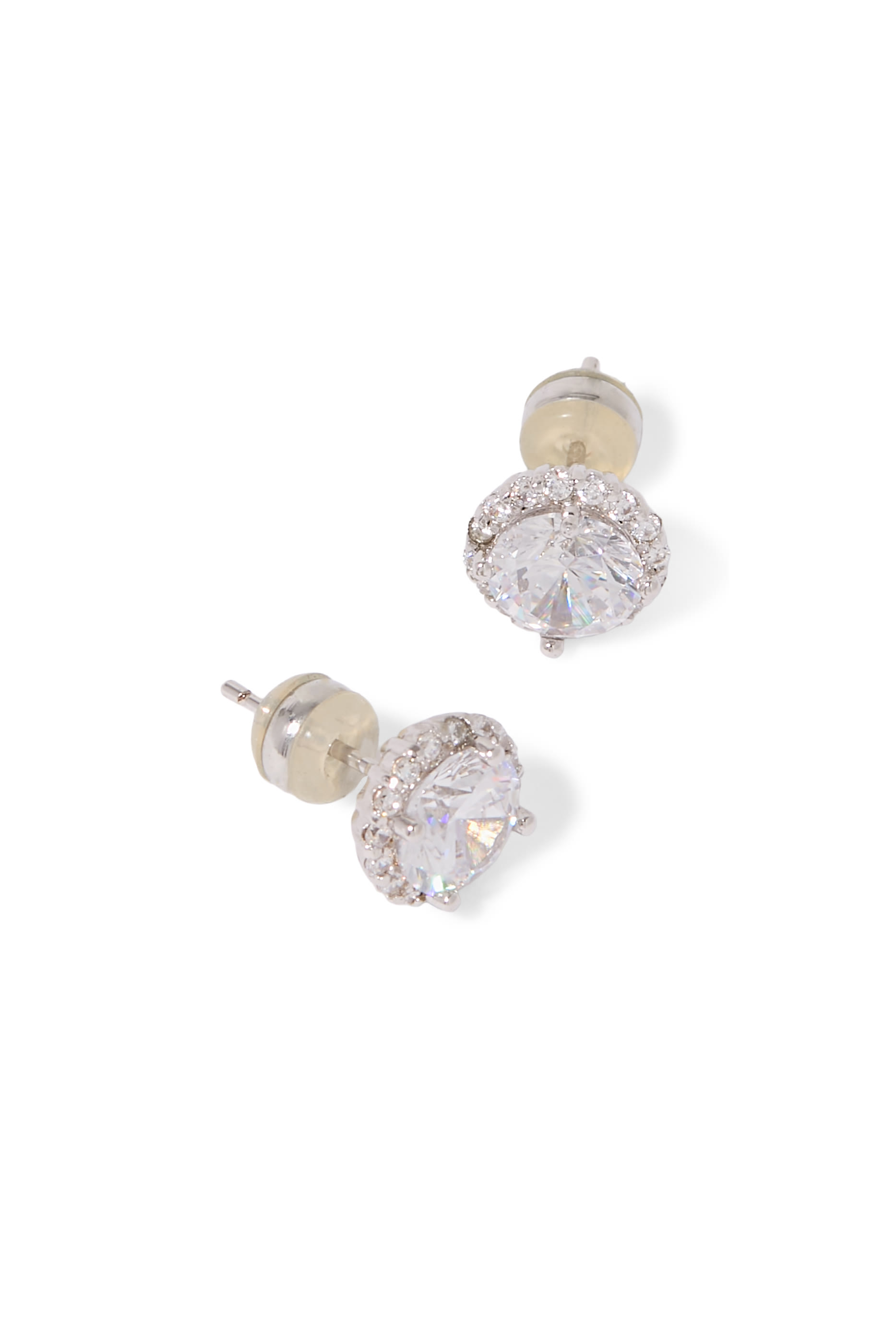  Halo Stud Earrings,  Sterling Silver & Cubic Zirconia