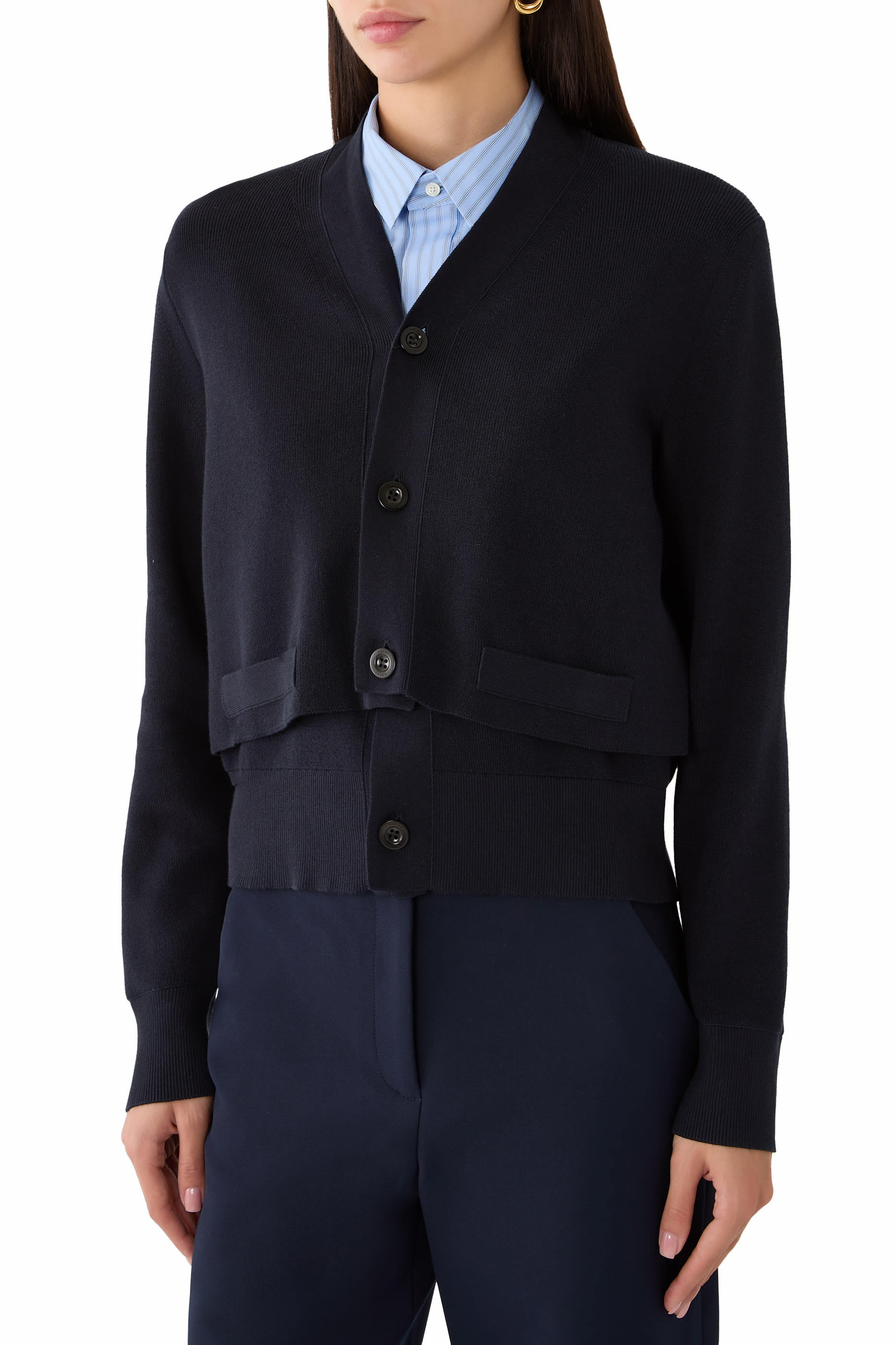 Poplin x Cotton Knit Cardigan