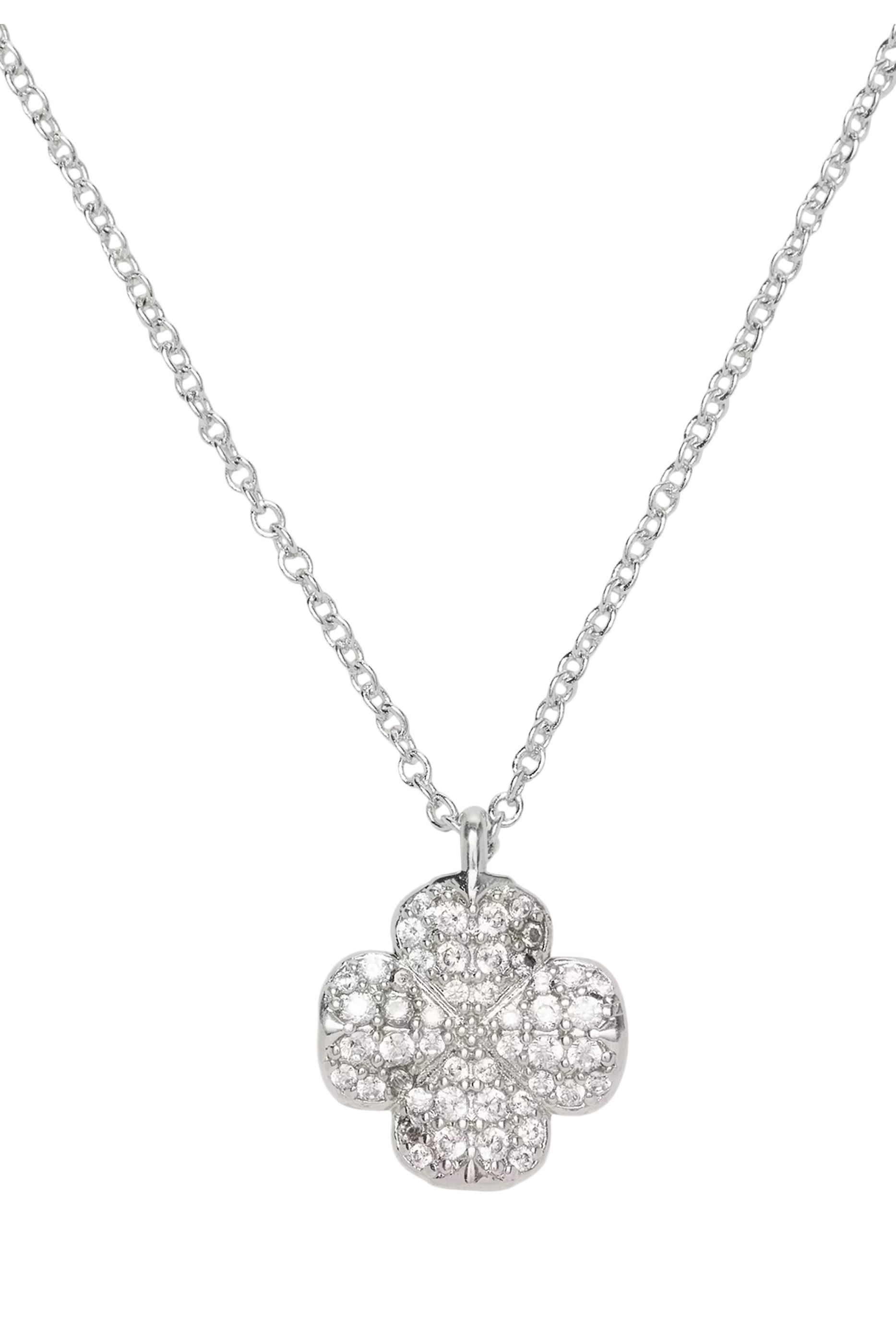 Spade Flower Pave Mini Pendant, Cubic Zirconia
