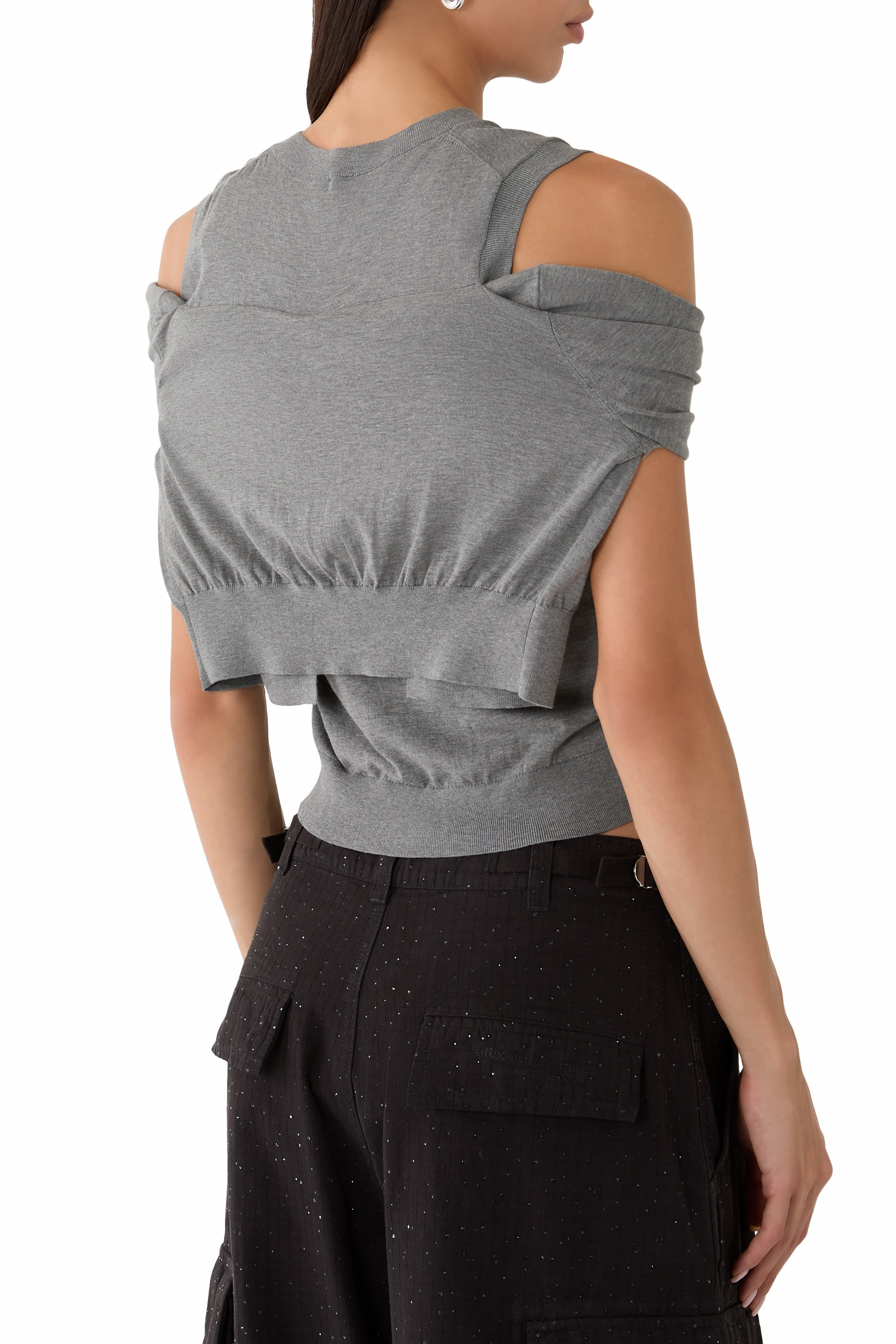 Tie-Front Cardigan Detail Layered V-Neck Vest