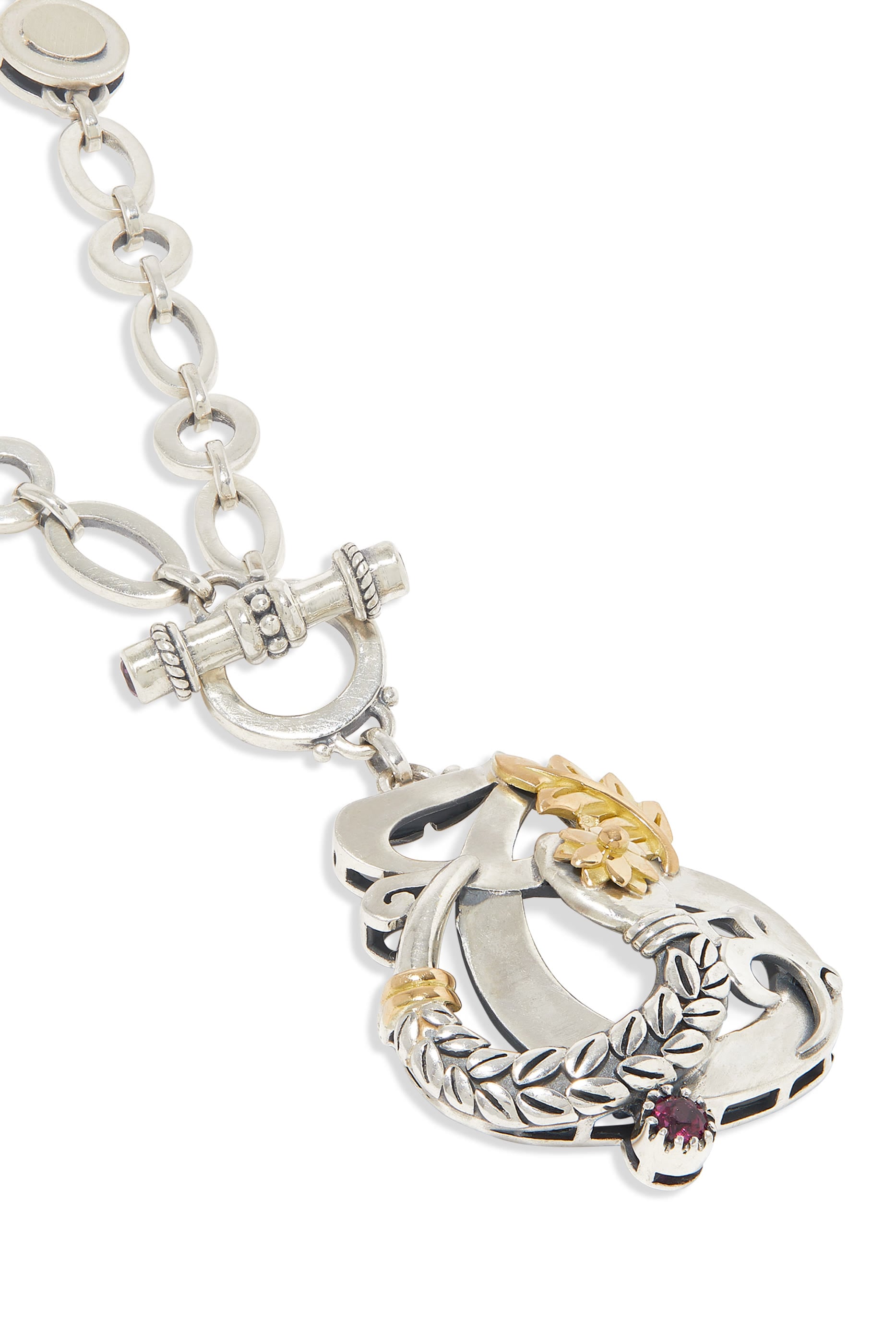 Love and Rebirth Multi-way Necklace, 18k Gold, Sterling Silver & Rhodolite, Garnet, Turquoise