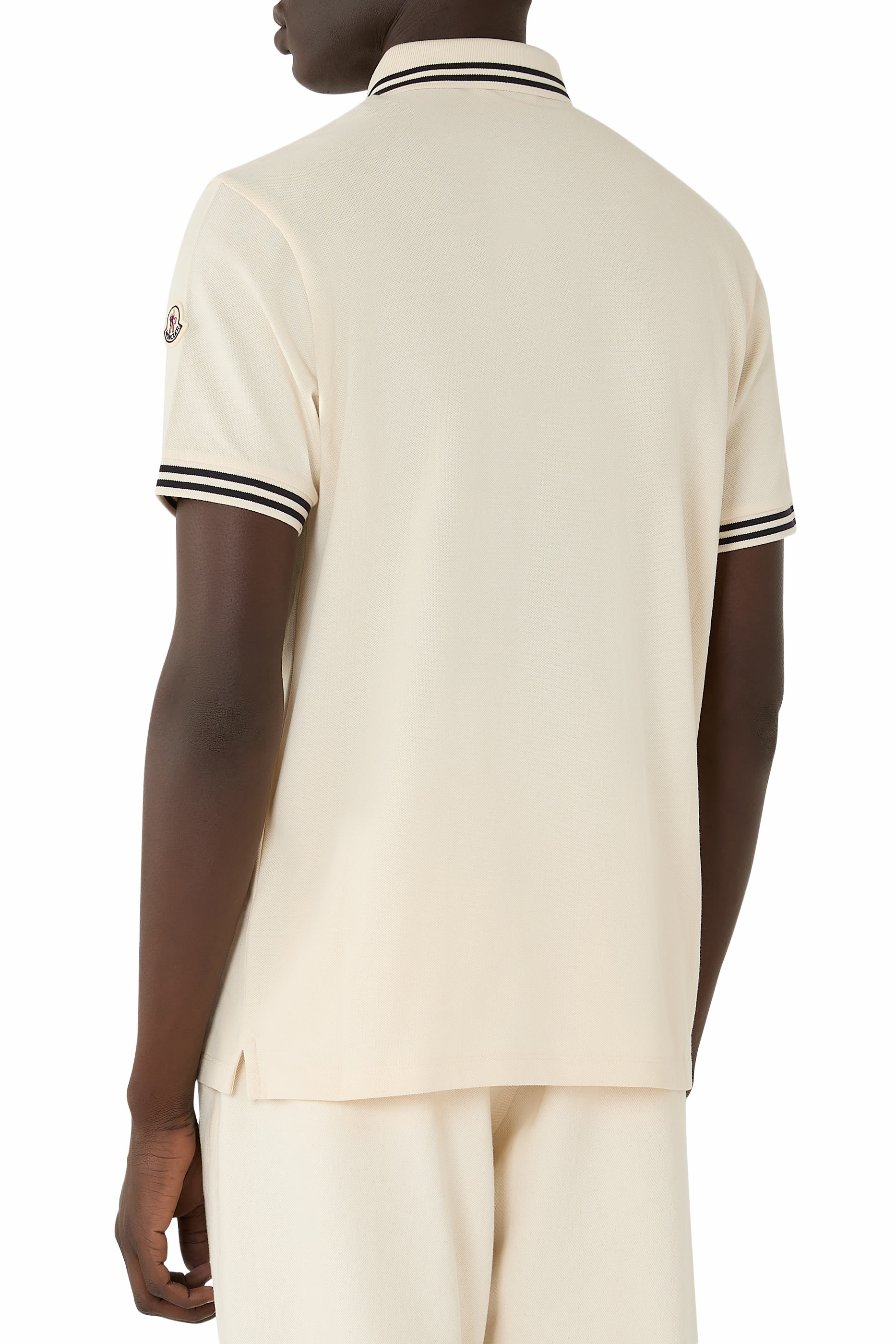  Striped Trim Cotton Piquet Polo Shirt