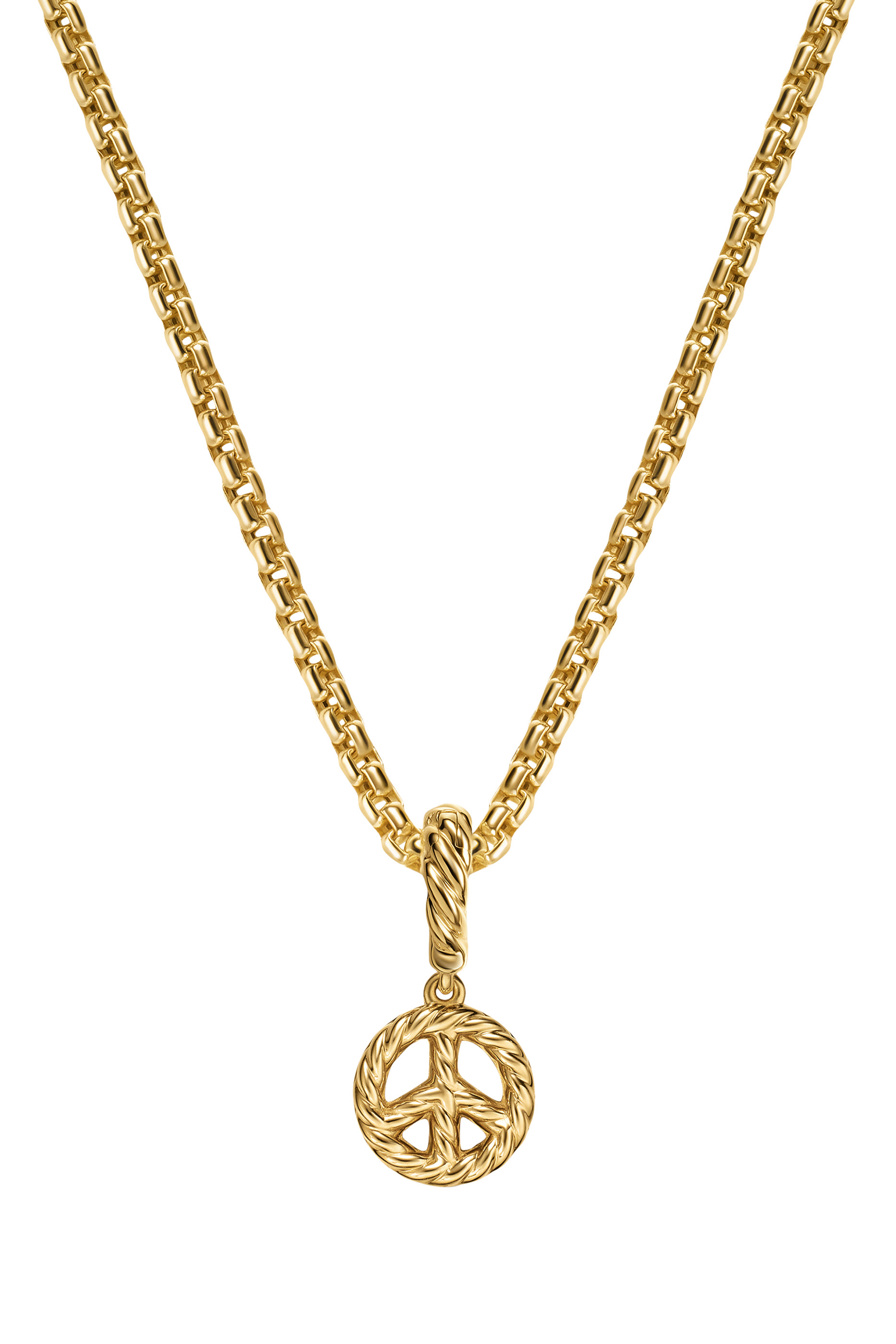 Micro Pav&eacute; Peace Sign Amulet, 18K Yellow Gold & Diamonds