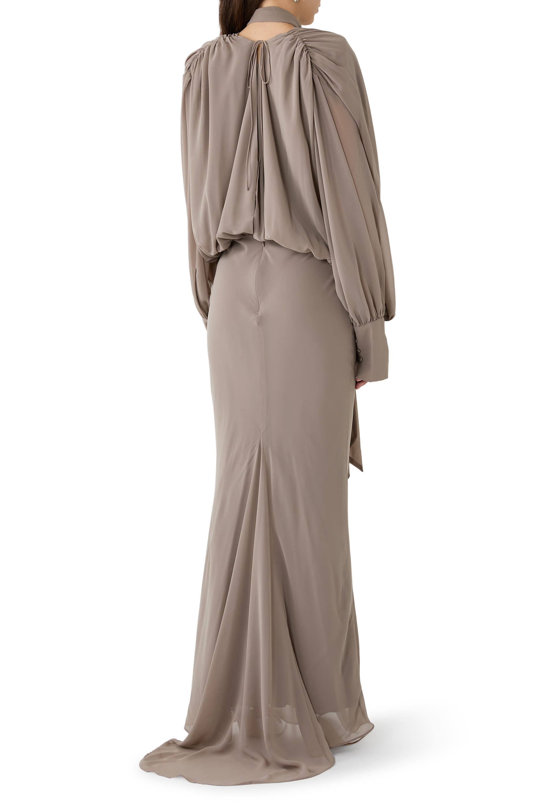 Chiffon Long Sleeves Maxi Dress