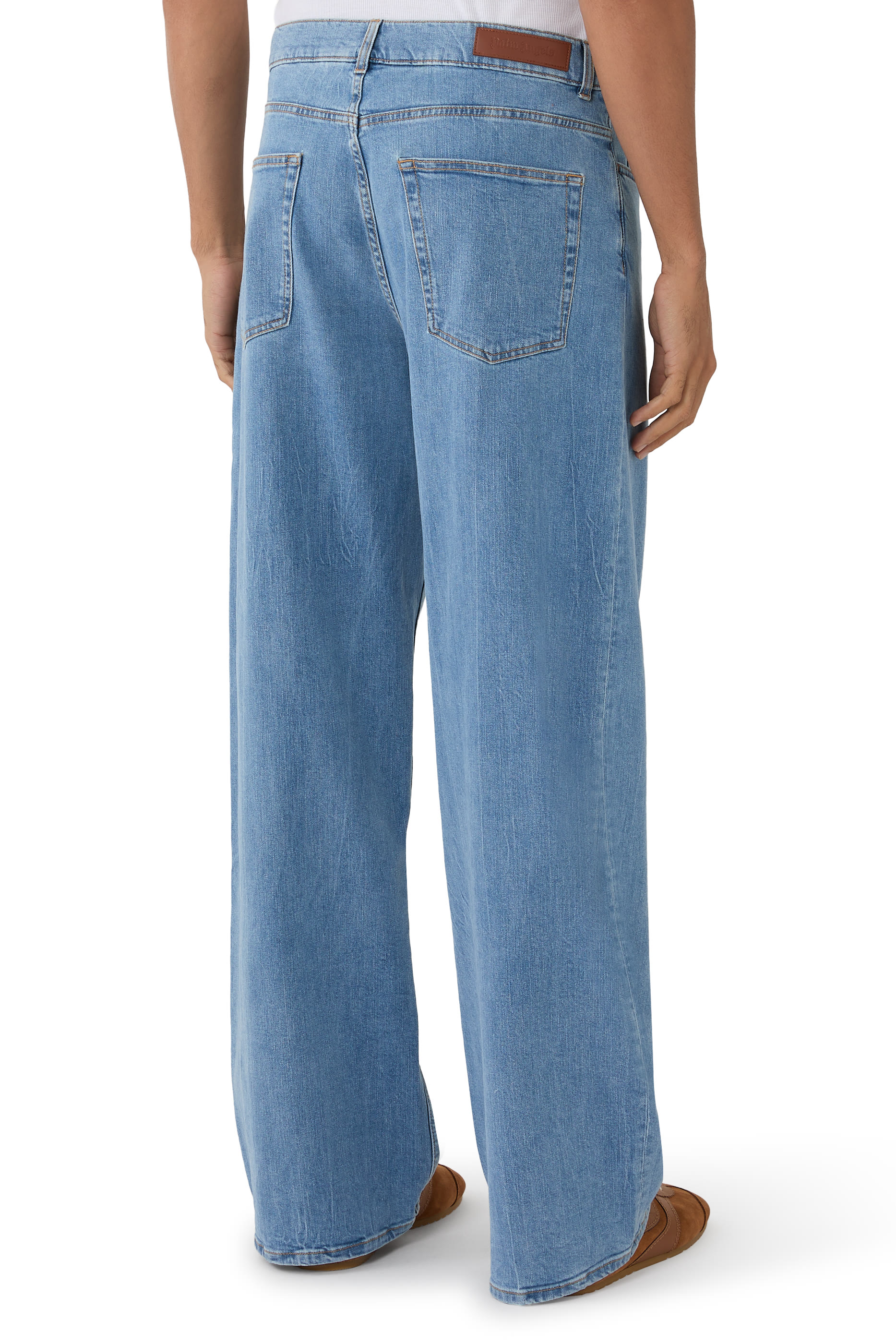  Curved Logo Loose 5 Pockets Jeans 