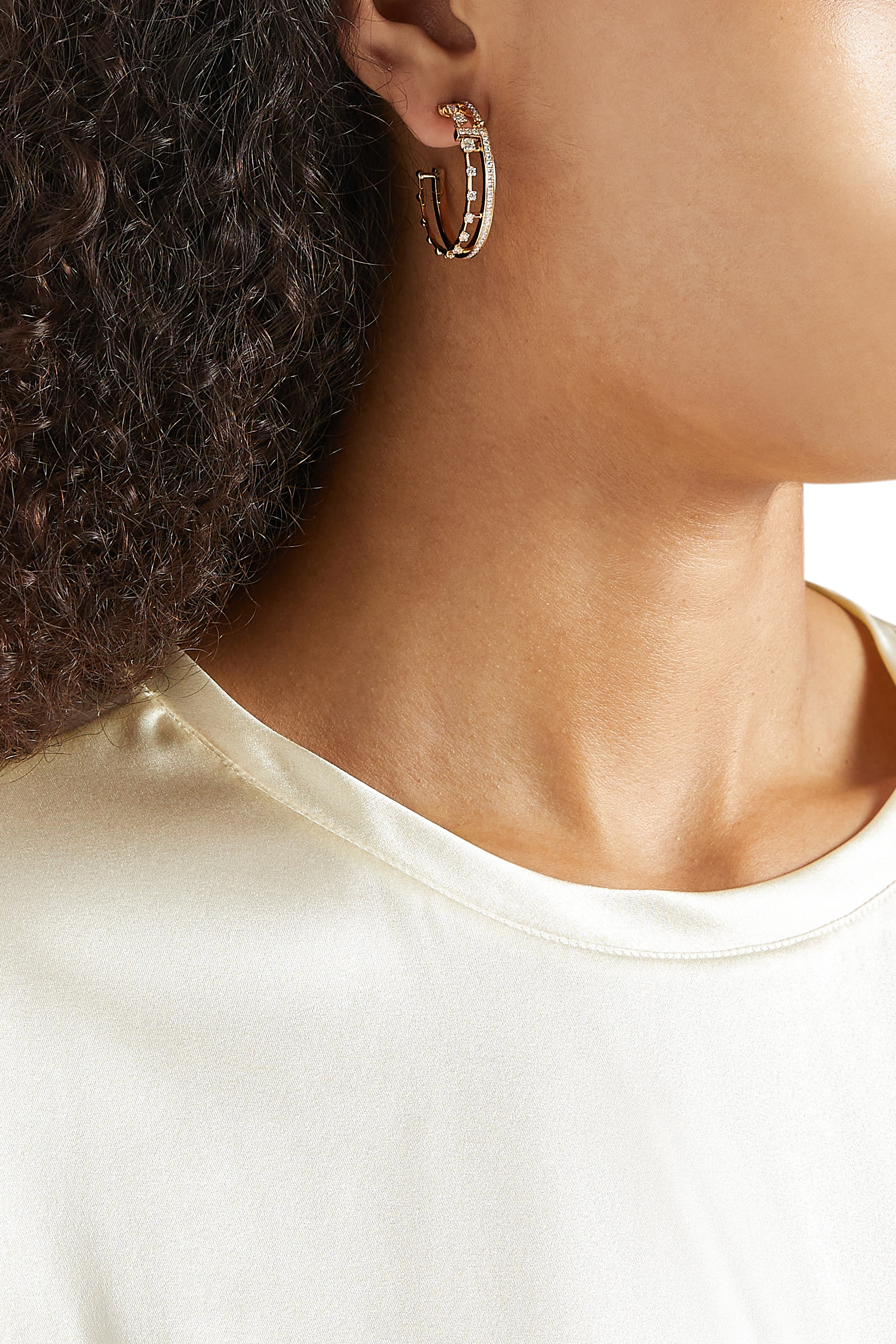 Avenues Hoop Earrings, 18k Rose Gold with Diamonds